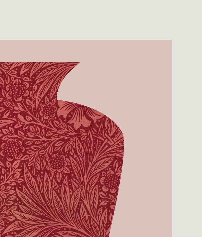 William Morris Marigold Print: Vintage Red Floral Vase Art