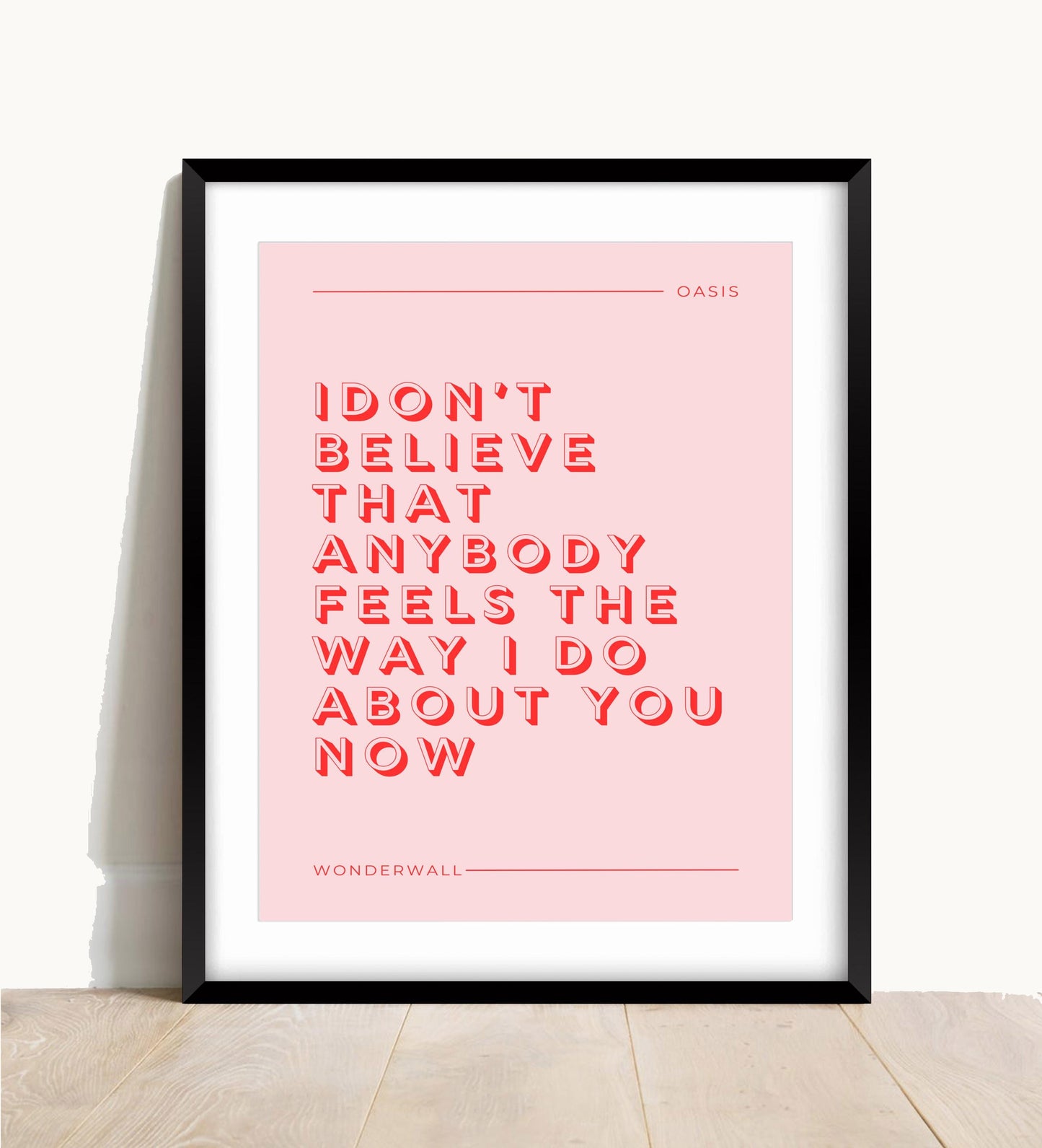 Oasis, Wonderwall Lyric Print