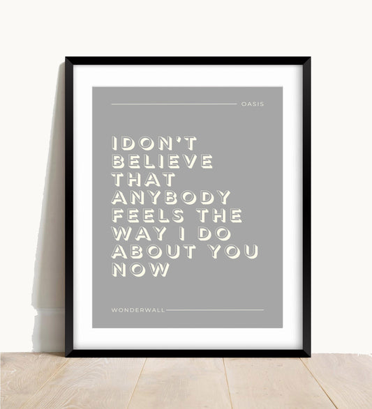 Oasis, Wonderwall Lyric Print