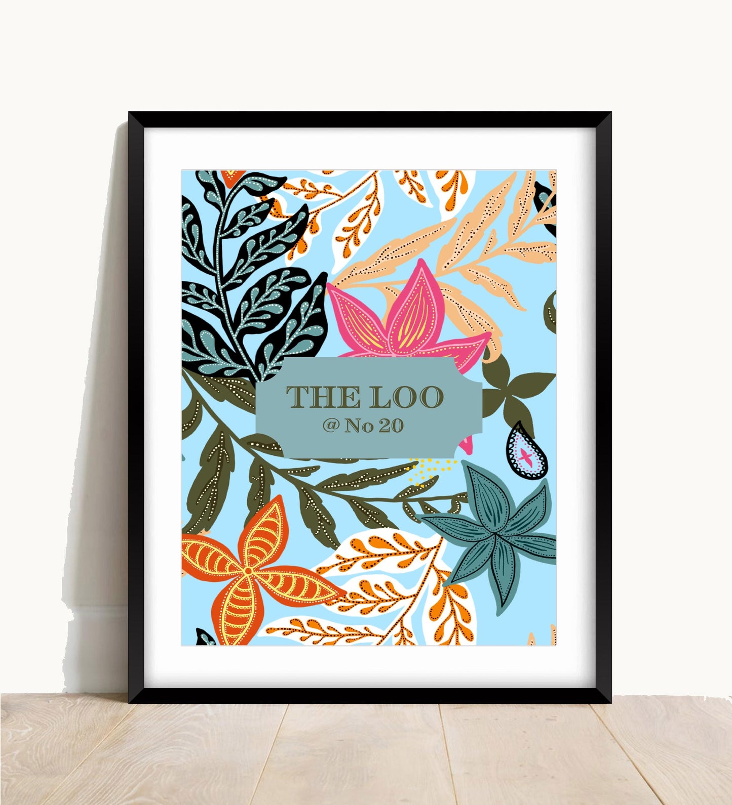 Personalized Bathroom Print: Floral Bird Art, Funny Toilet Decor