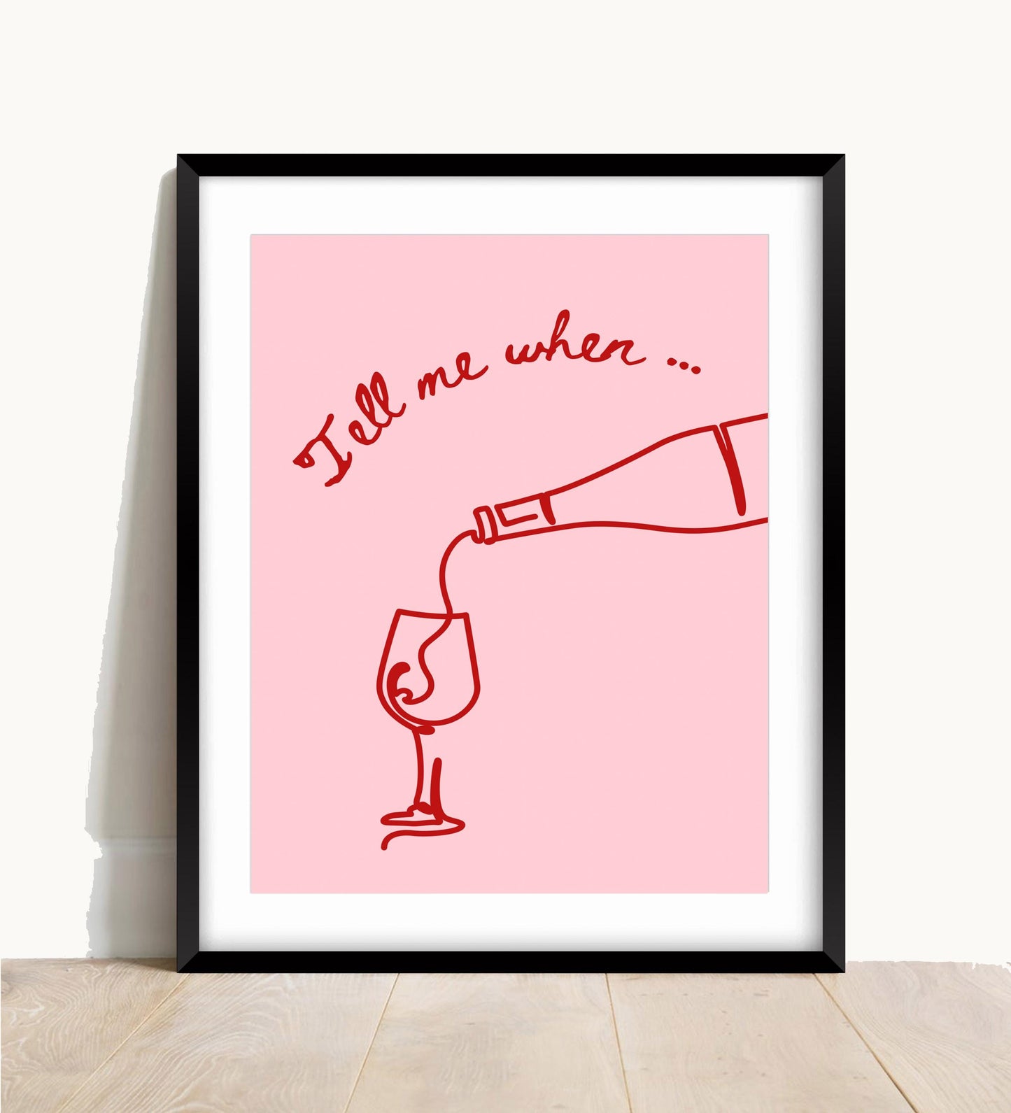Cheers Wine Kitchen Print: Retro Pink Alcohol Poster