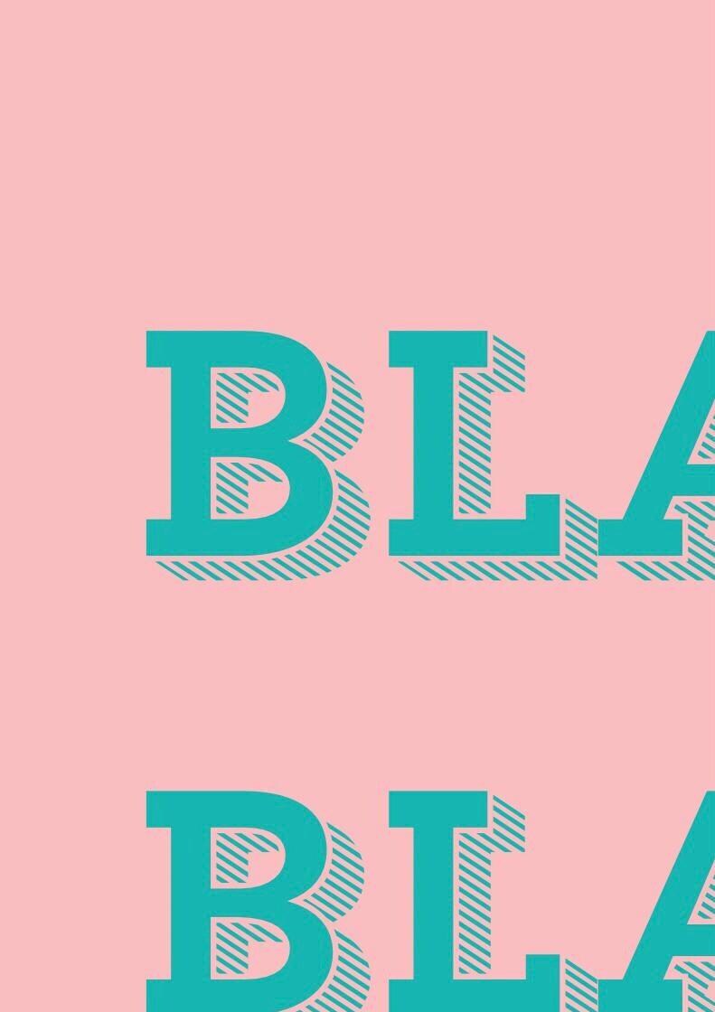 Blah Blah Typography Print, Turquoise and Pink, Hallway Art