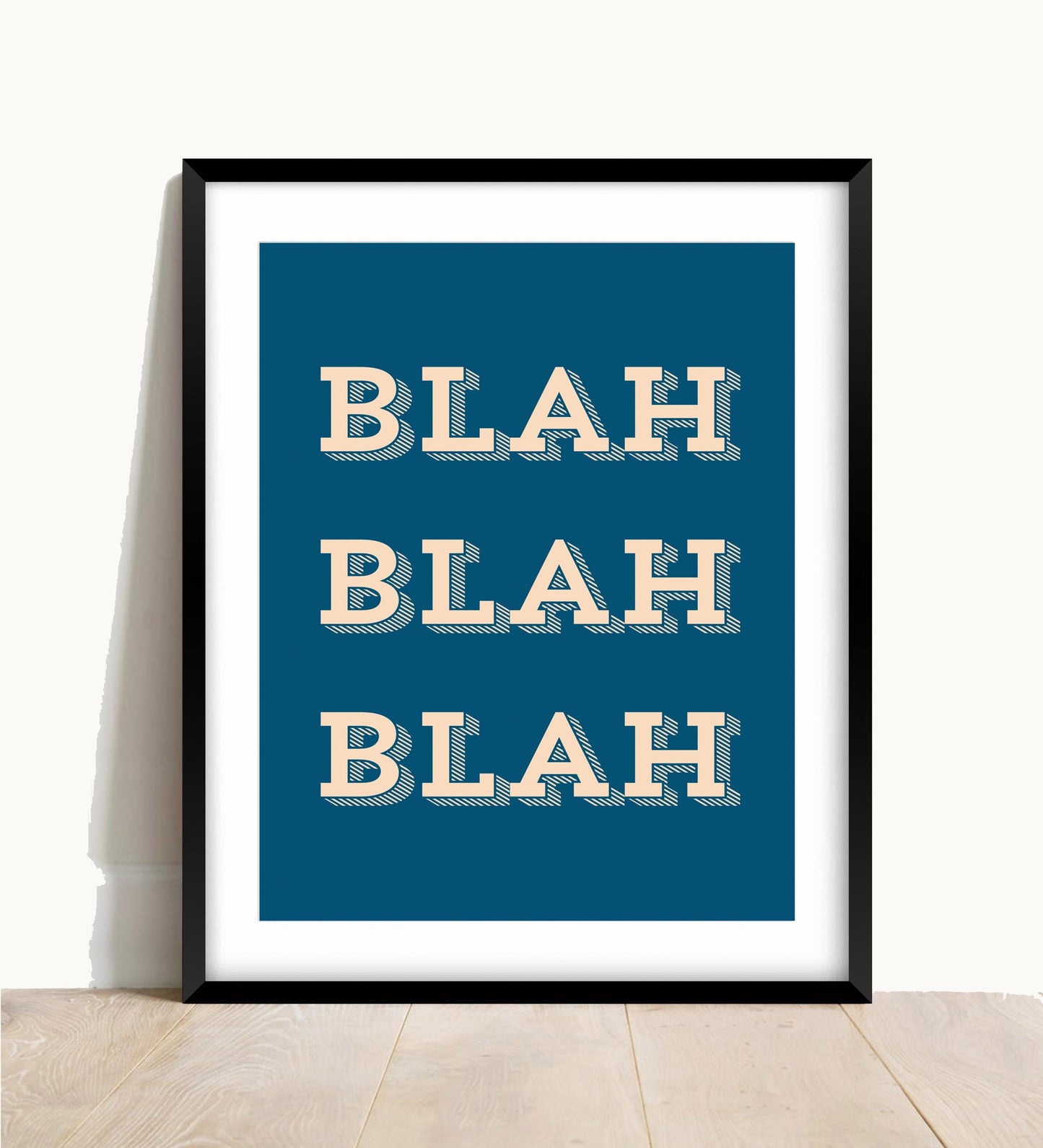 Blah Typography Print, Turquoise Pink Quote Wall Art