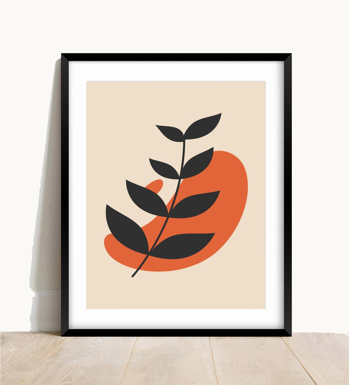Abstract Leaf Wall Print: Beige, Orange Poster (A4/A3/A2/A1)
