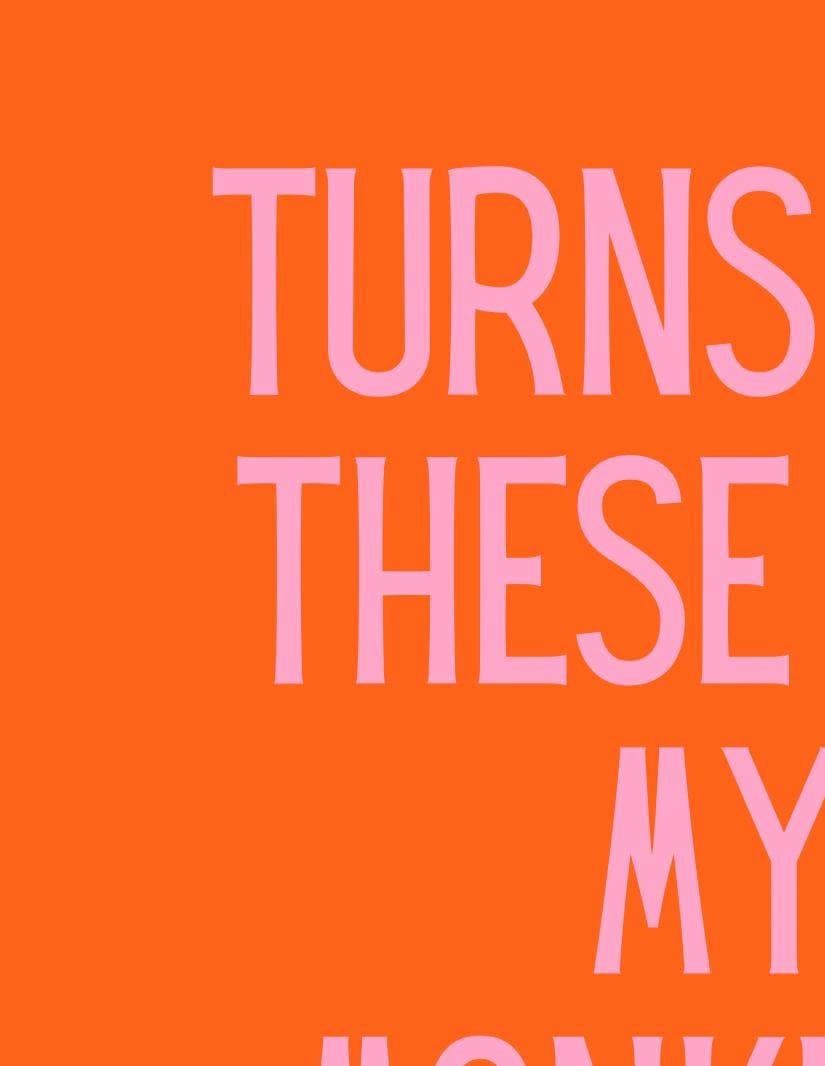 Funny Monkeys Circus Wall Print: Pink & Orange Typography (A4/A3)
