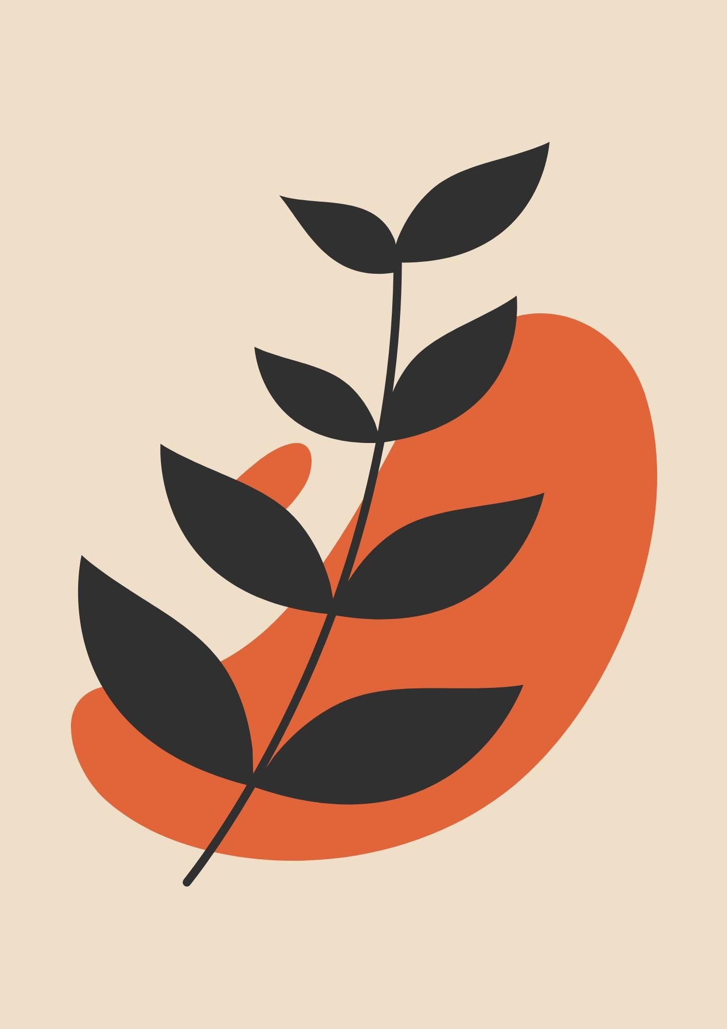 Abstract Leaf Wall Print: Beige, Orange Poster (A4/A3/A2/A1)