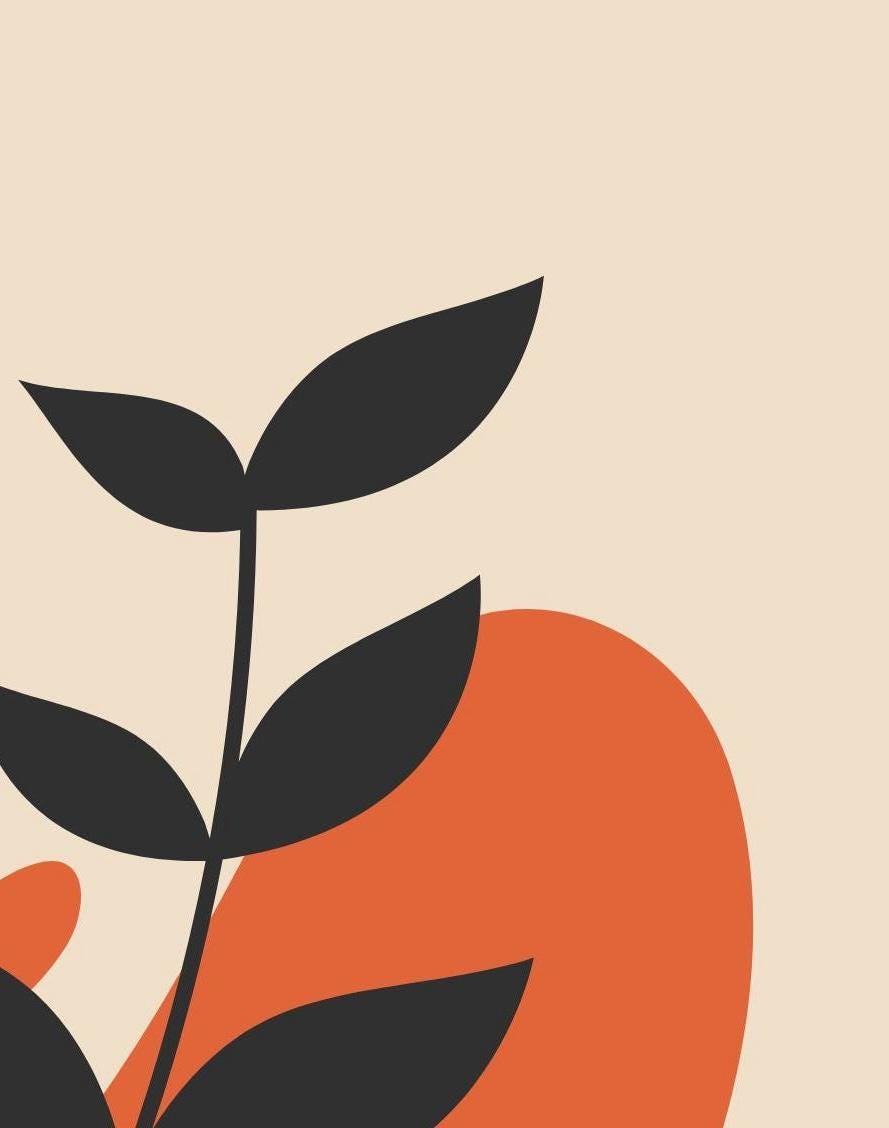 Abstract Leaf Wall Print: Beige, Orange Poster (A4/A3/A2/A1)