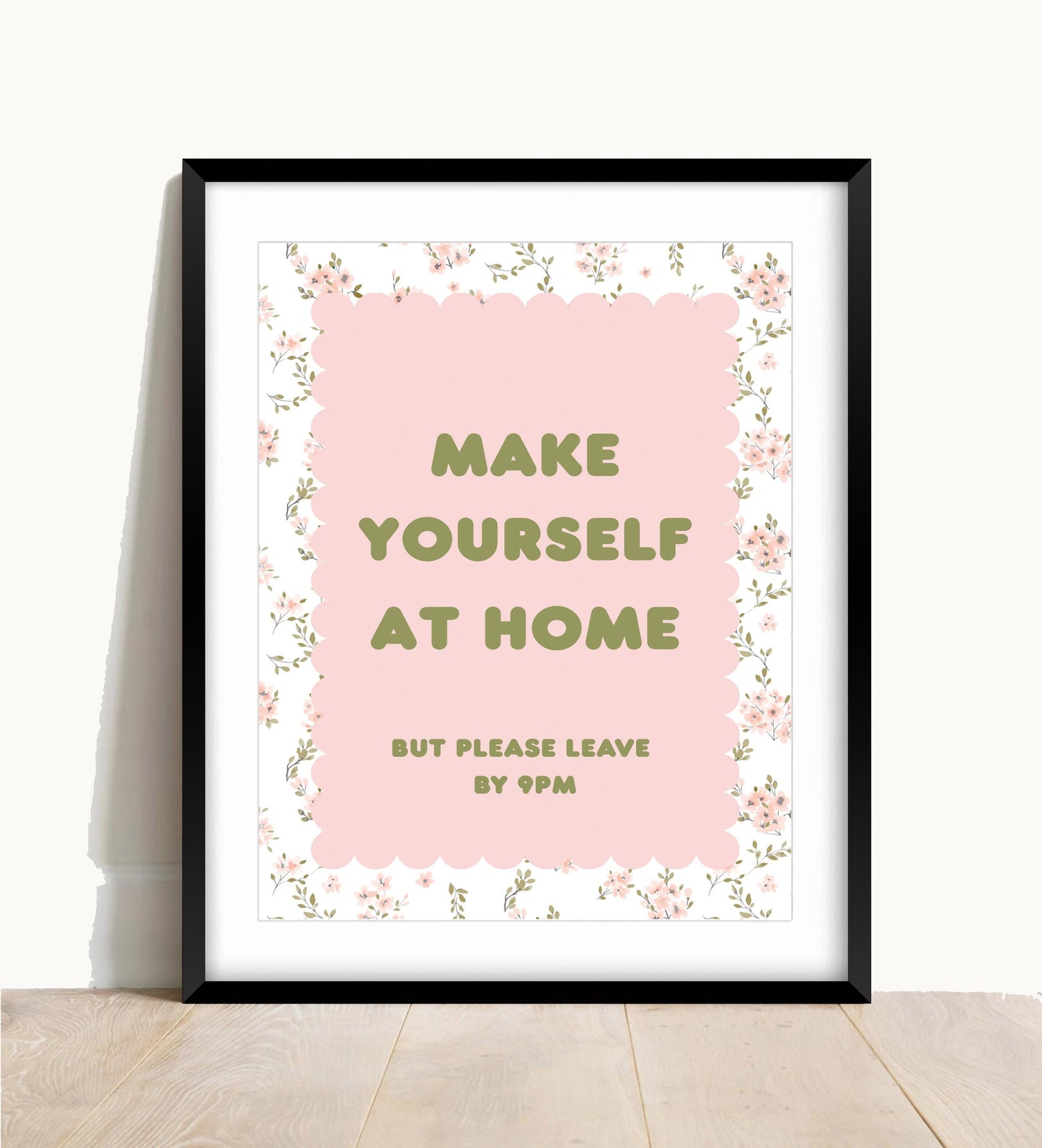 Floral Bedroom Art Print: Retro Trendy Home Decor (A4/A3/A2/A1) Portrait, Unframed