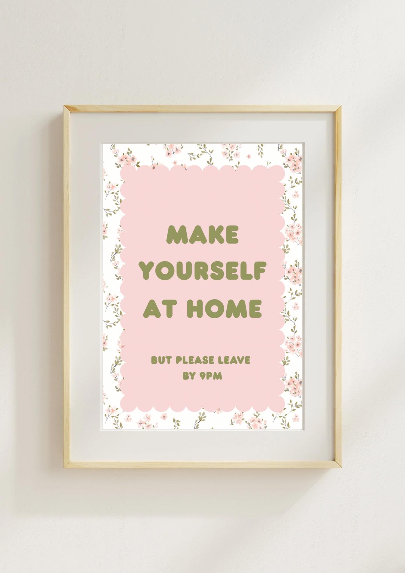 Floral Bedroom Art Print: Retro Trendy Home Decor (A4/A3/A2/A1) Portrait, Unframed