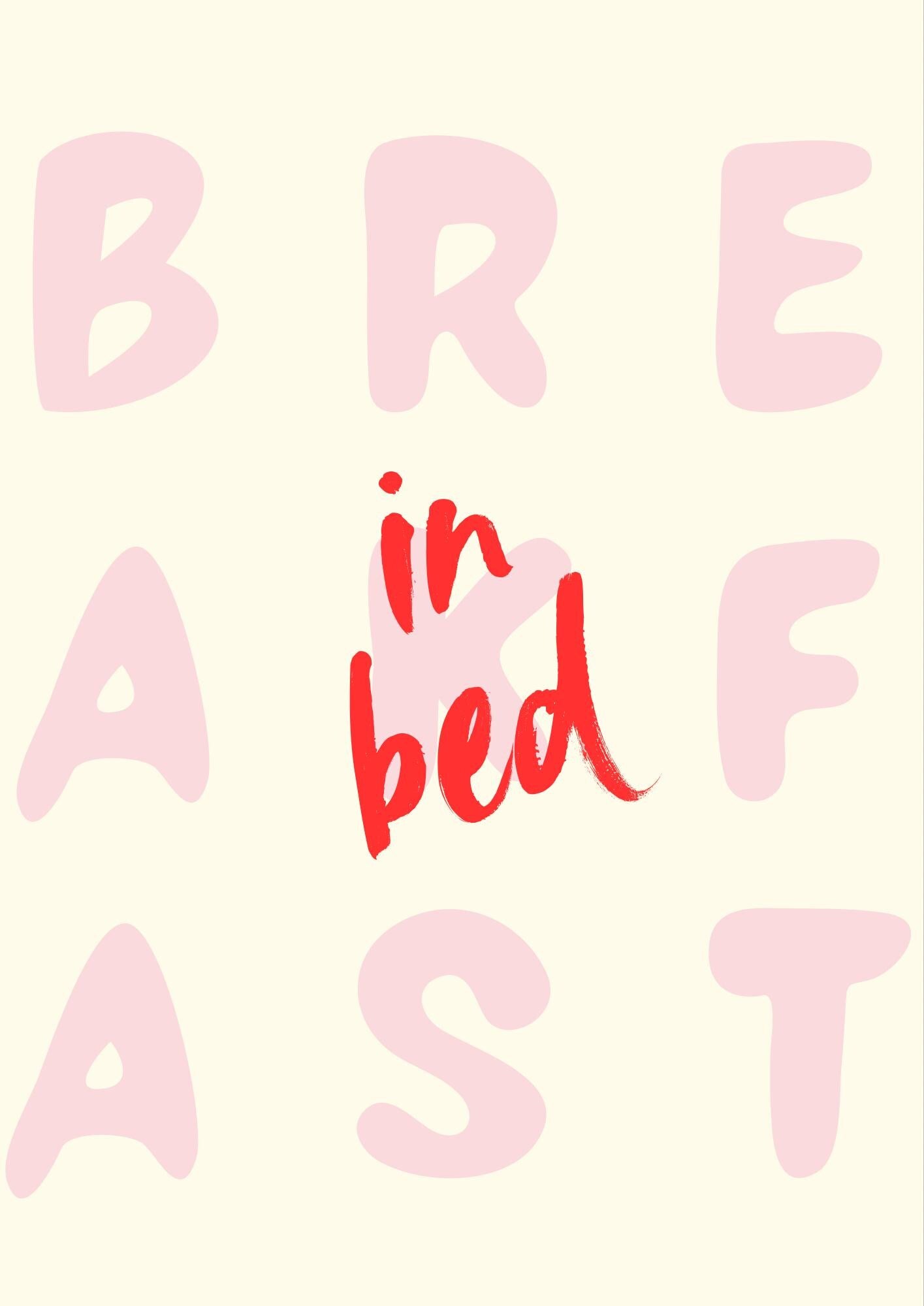 Breakfast in Bed Print, Quirky Bedroom Wall Art, Girly Room Decor