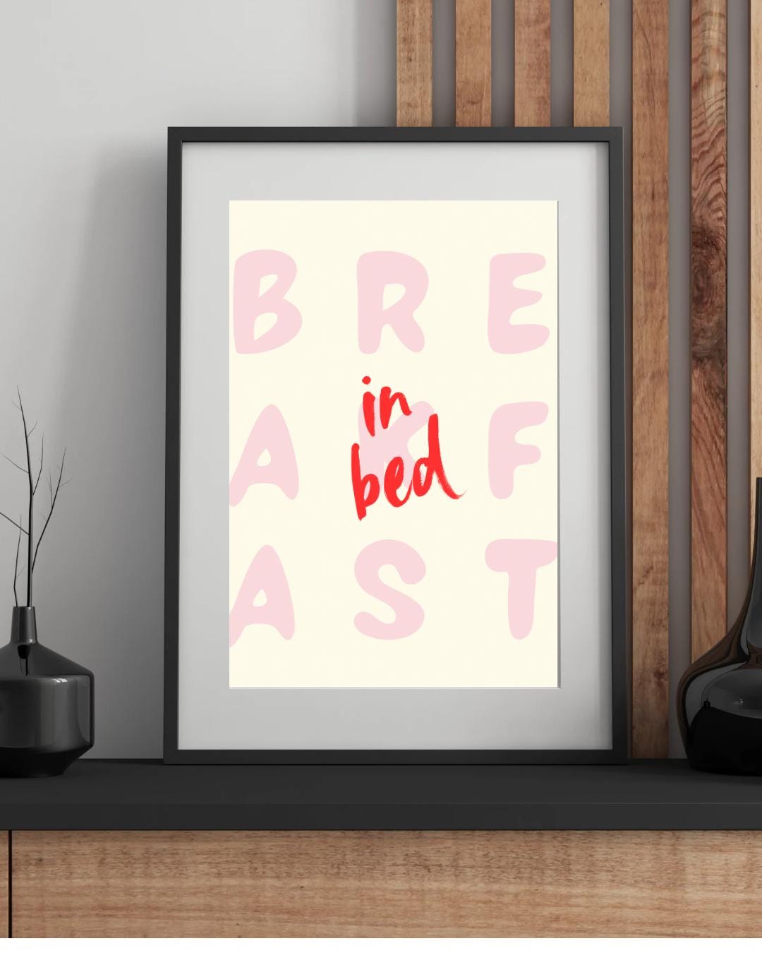 Breakfast in Bed Print, Quirky Bedroom Wall Art, Girly Room Decor