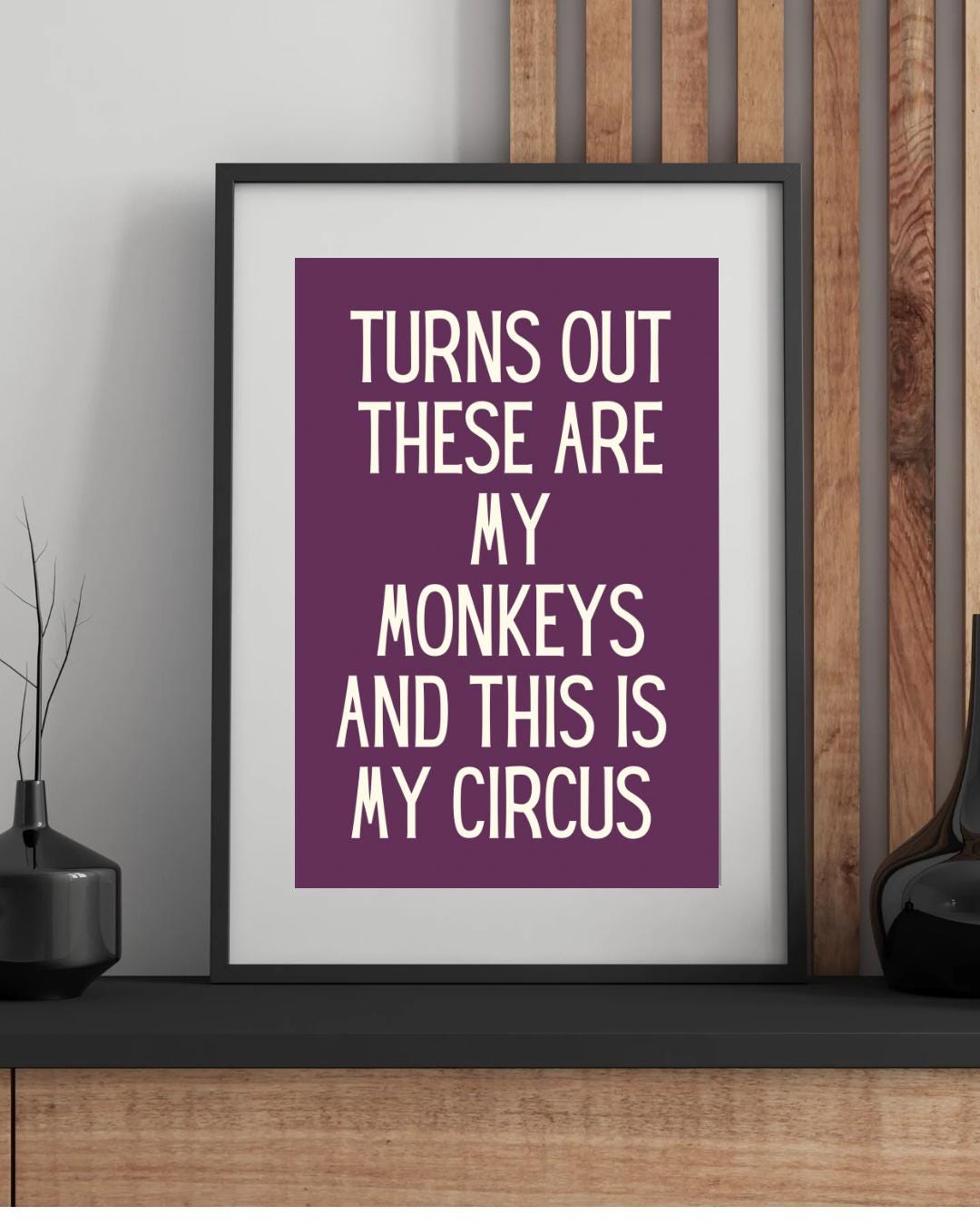 Funny Monkeys Circus Wall Print, A4 A3, Typography Art