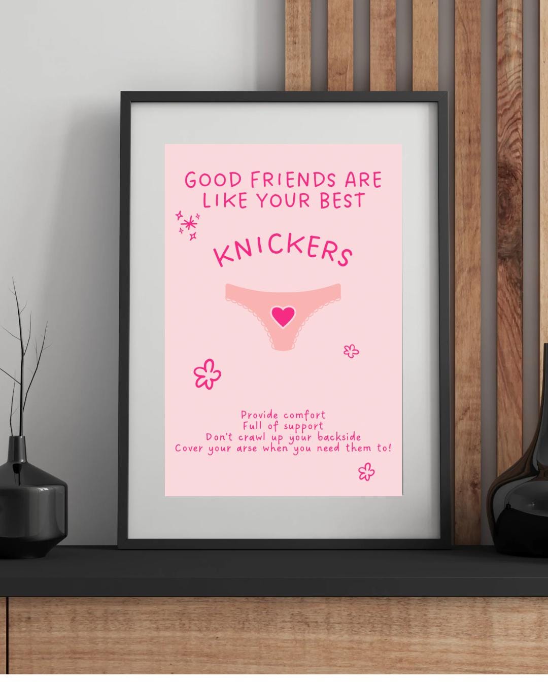 Pink Bedroom Wall Art: Good Friends (A4/A3/A2/A1)