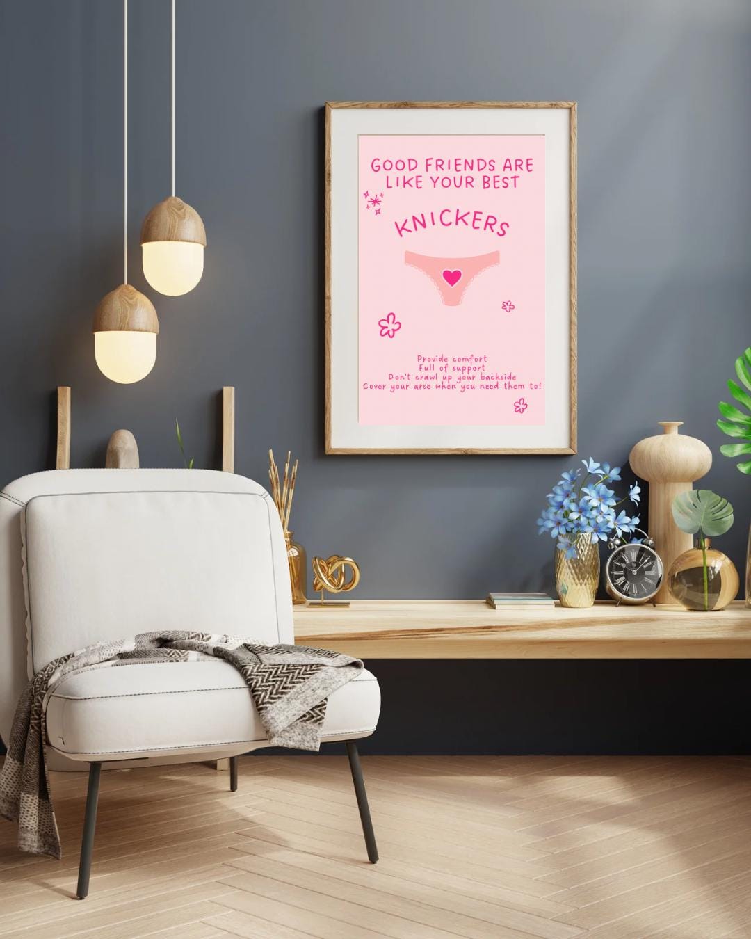 Pink Bedroom Wall Art: Good Friends (A4/A3/A2/A1)
