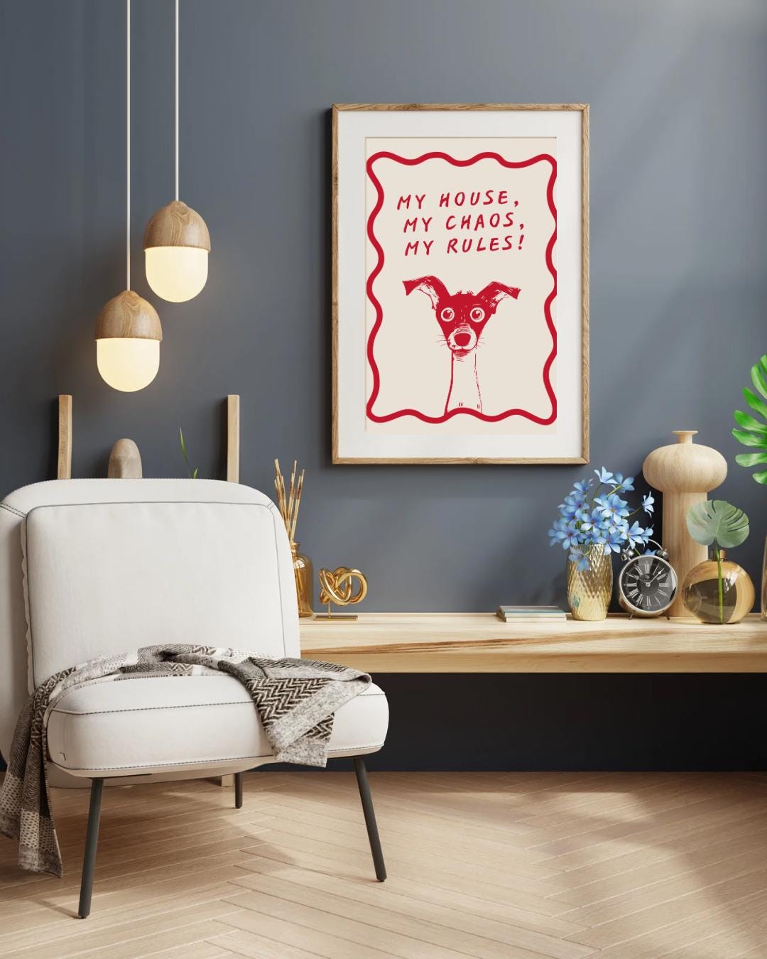 Funny Dog Art Print, "My House, My Rules" Quote