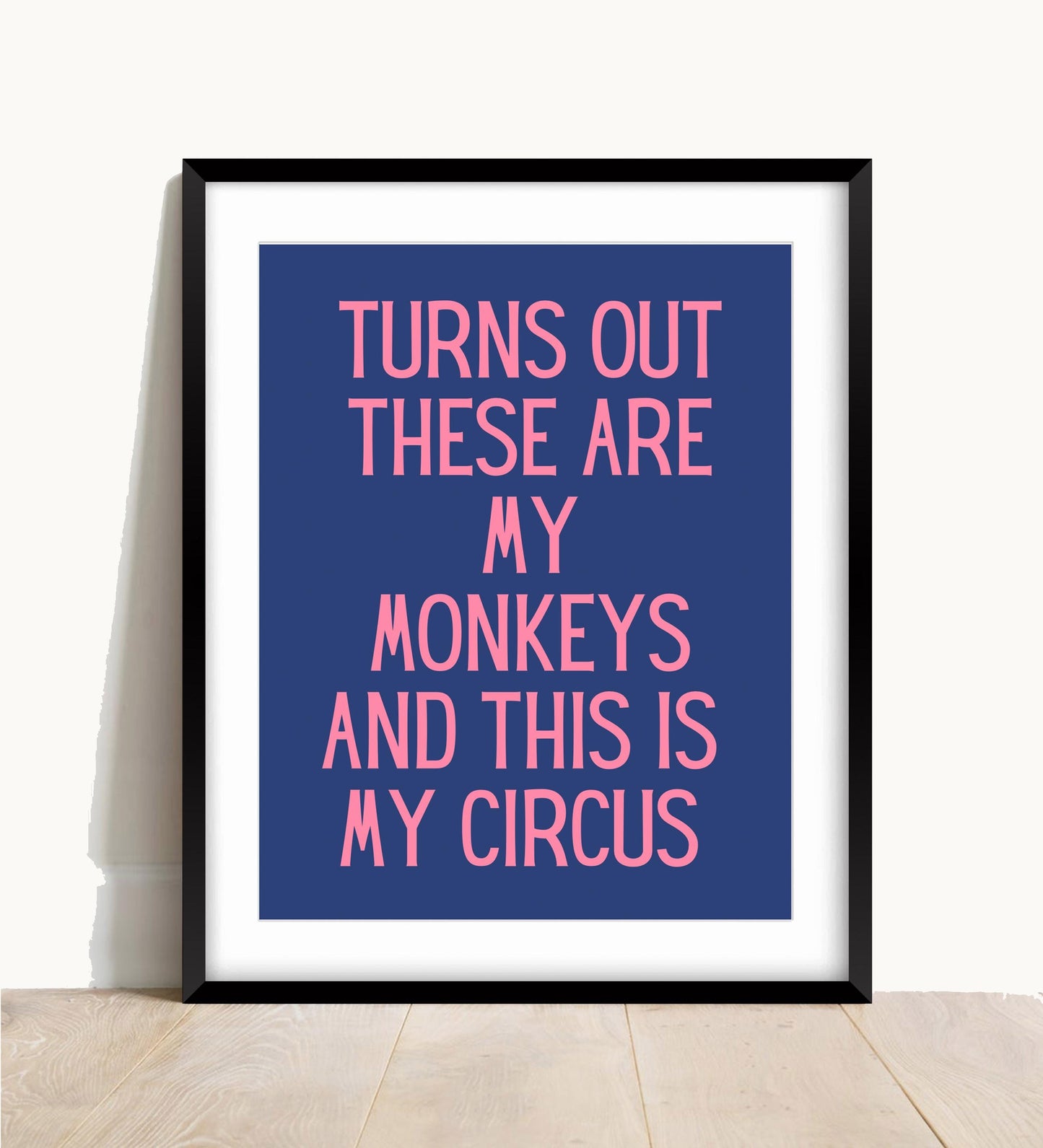 Turns Out These Are My Monkeys Print, Pink and Orange Hallway Art