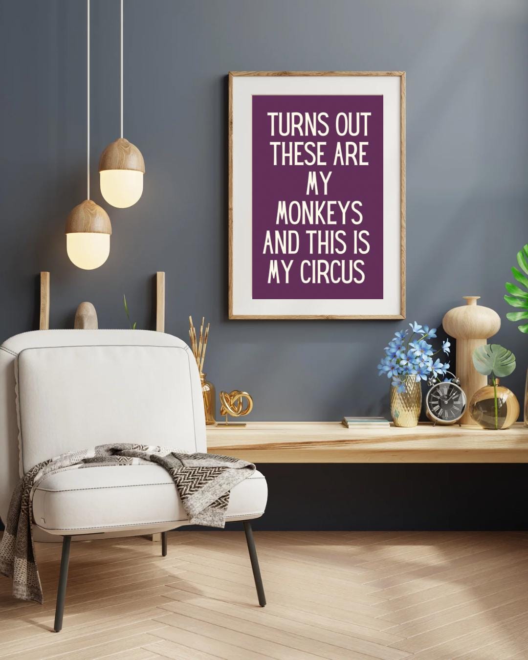 Funny Monkeys Circus Wall Print, A4 A3, Typography Art