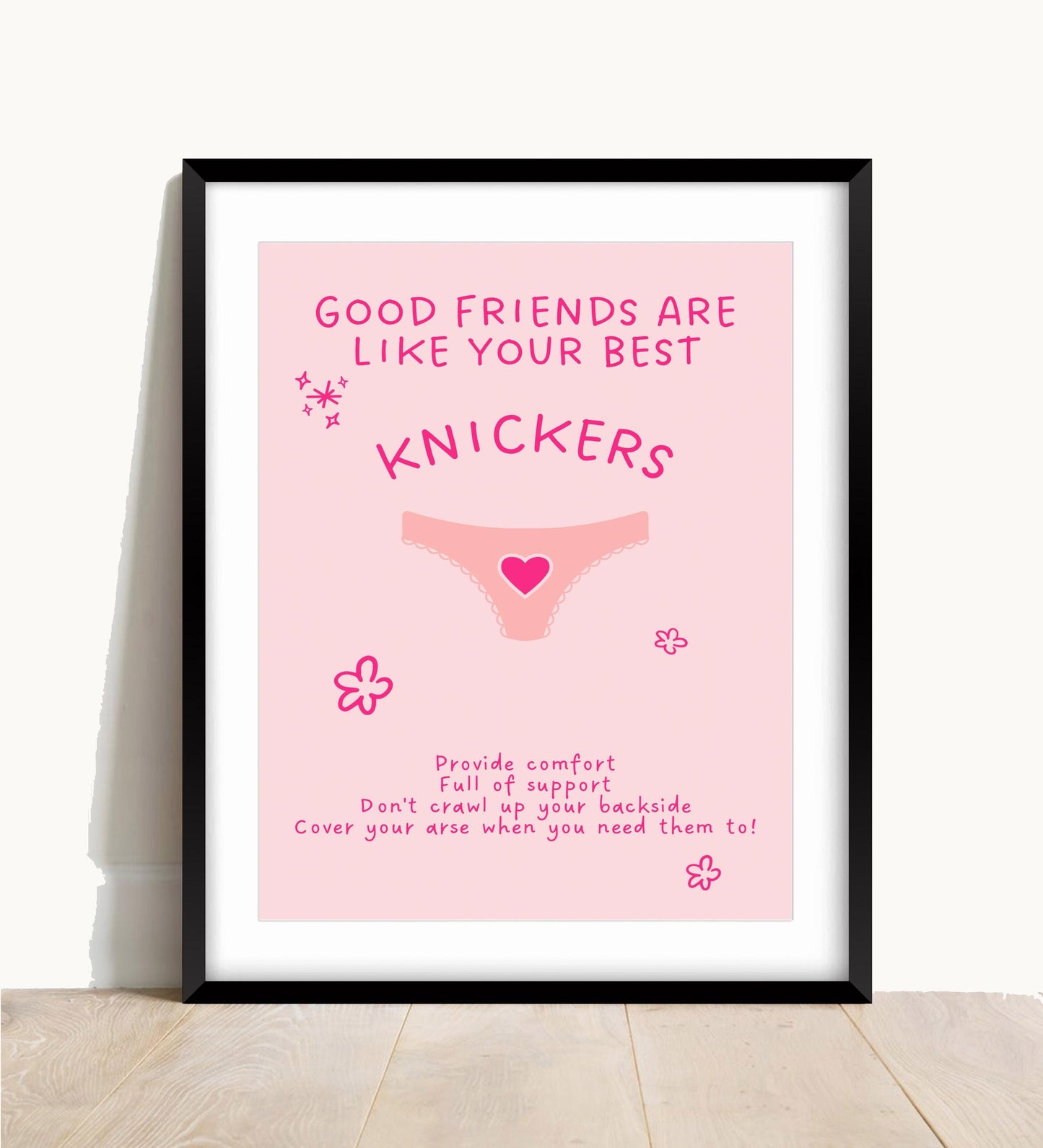 Pink Bedroom Wall Art: Good Friends (A4/A3/A2/A1)
