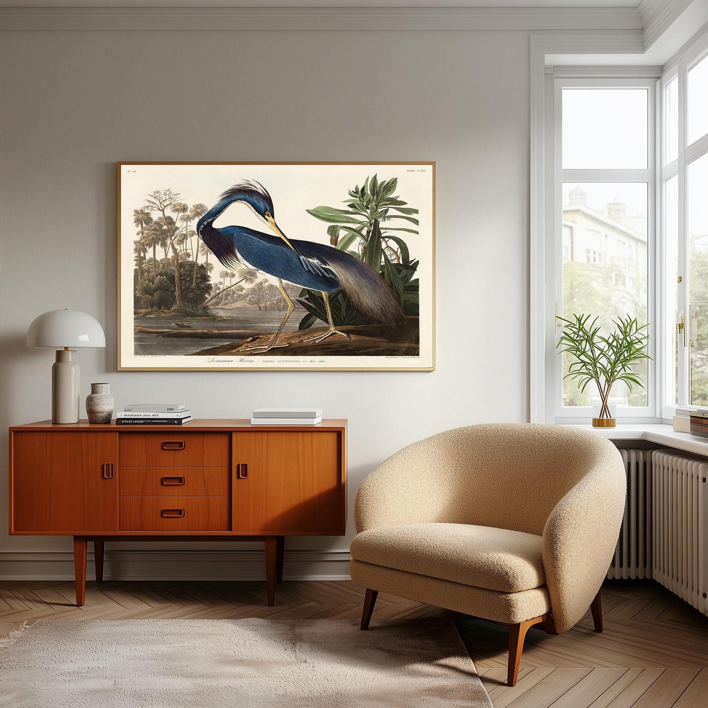 Audubon Blue Heron Print: Vintage Wildlife Art Poster