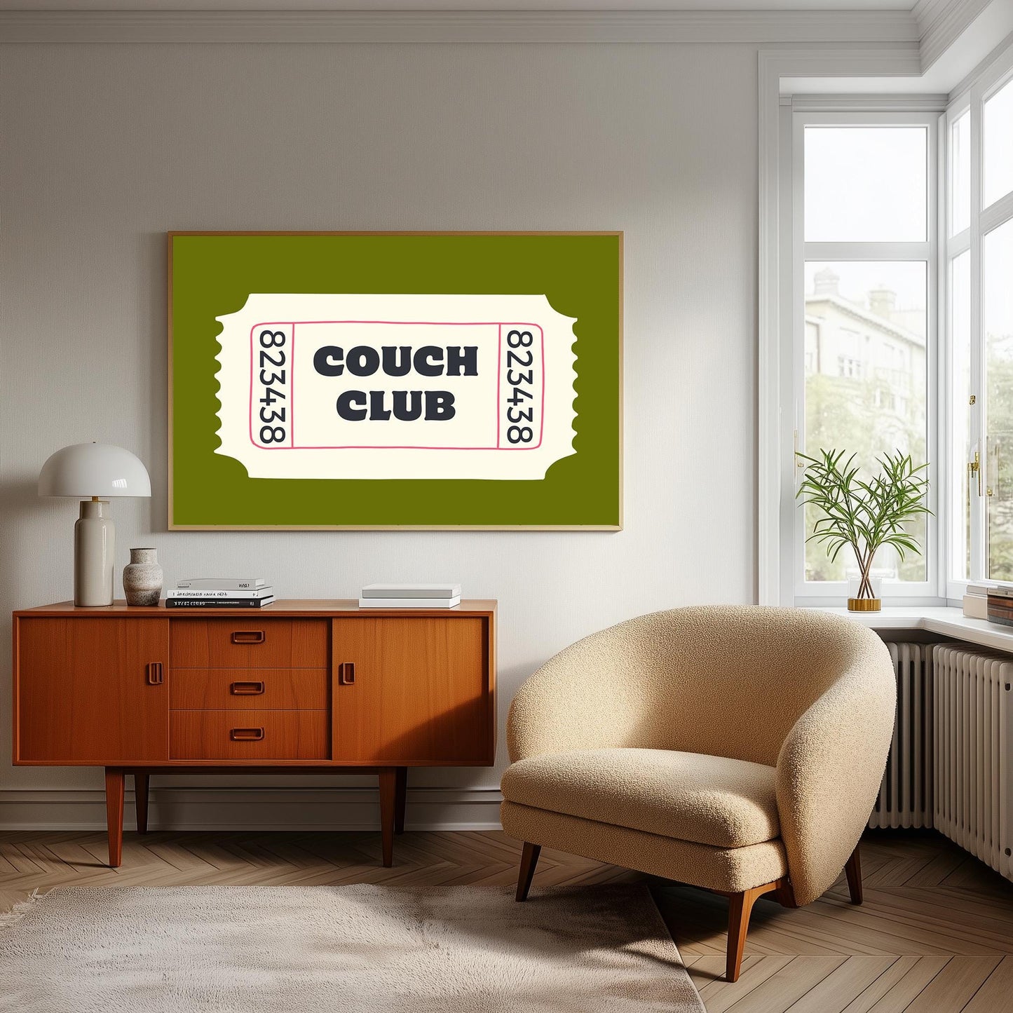 Couch Club Lounge Poster: Retro Living Room Wall Art