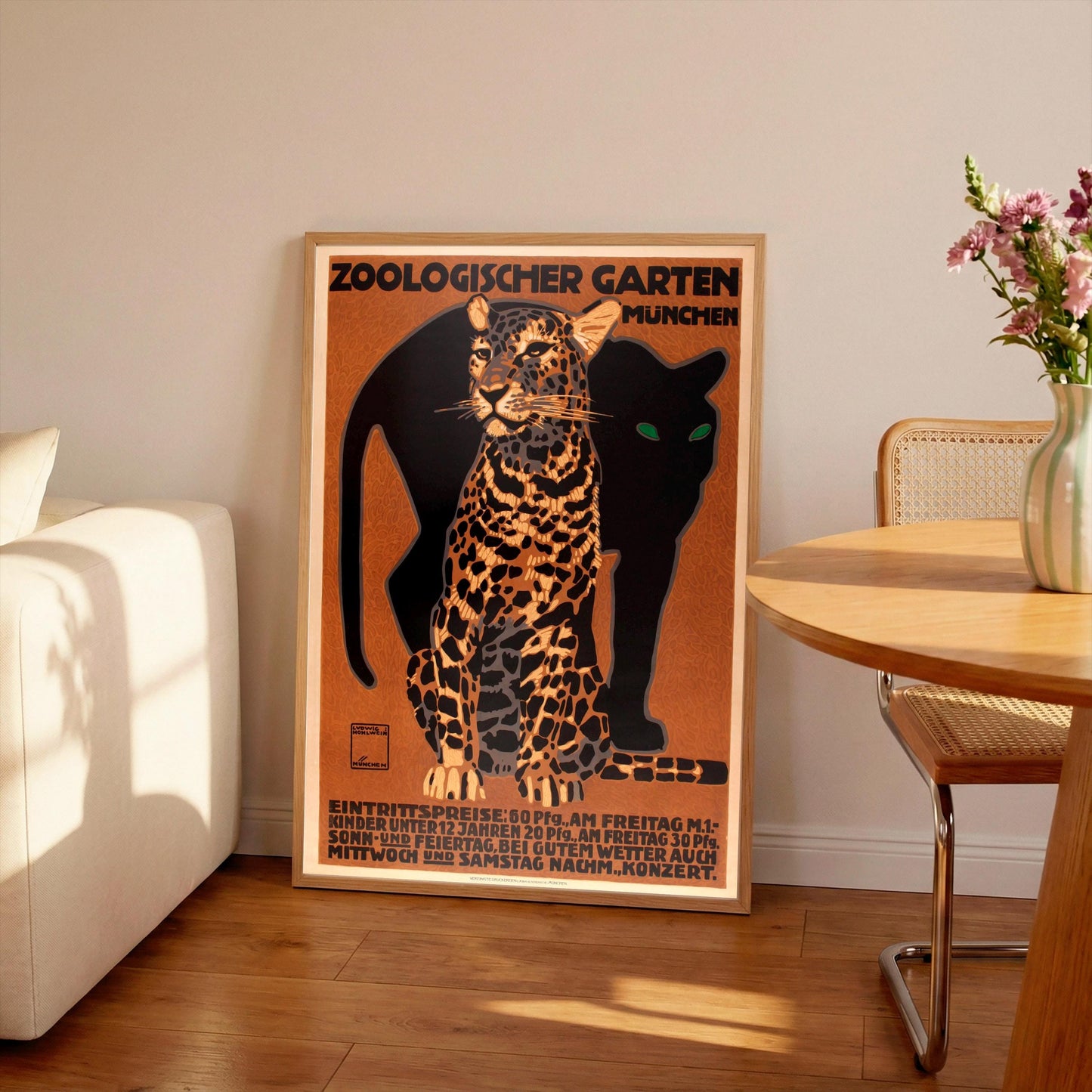 Vintage Munich Zoo Poster 1912 - Ludwig Hohlwein,  Black Panther, Leopard, Poster, Wall Art