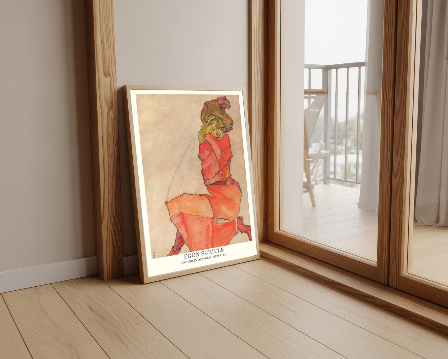 Egon Schiele Print: Woman in Orange Dress, Expressionism Art