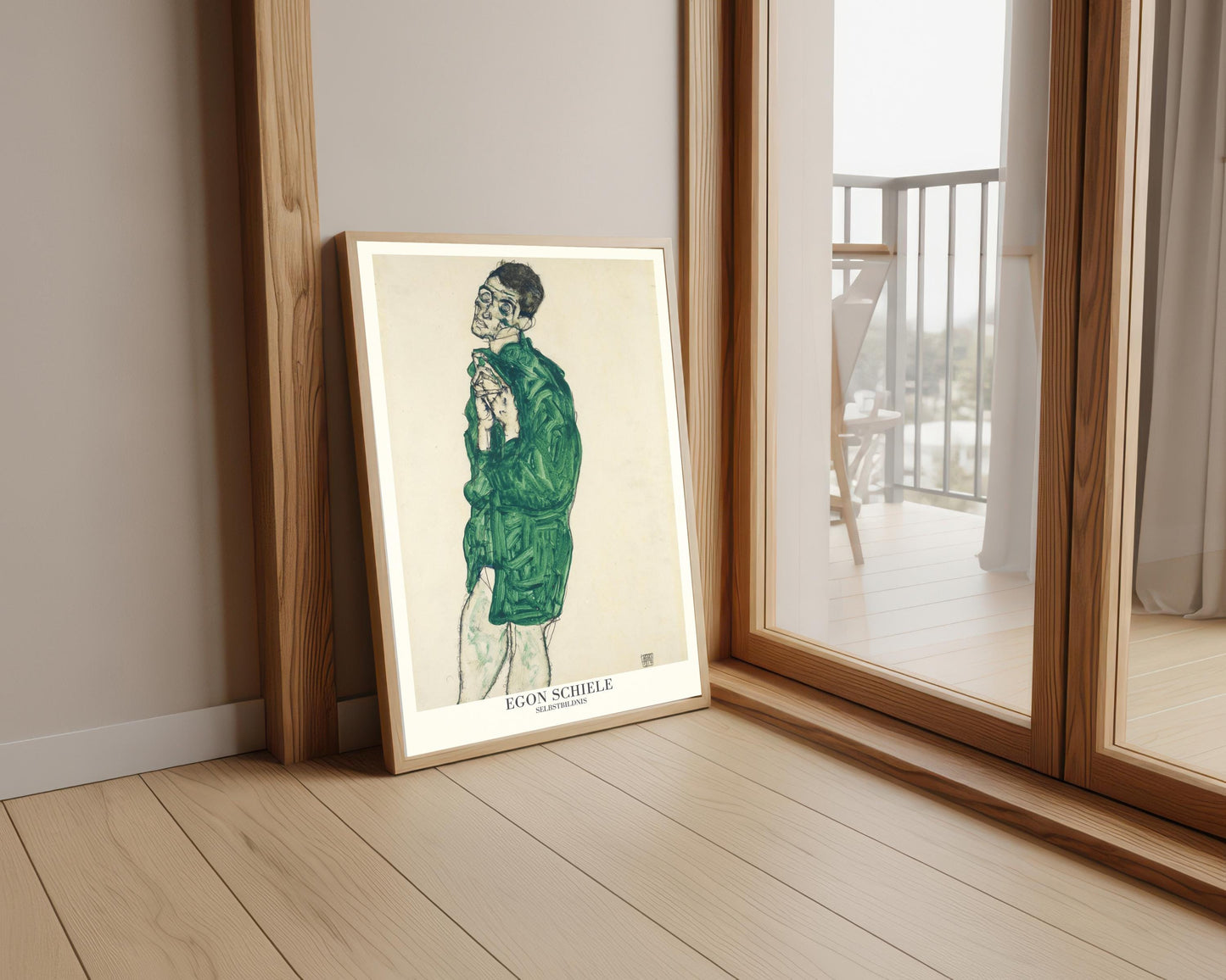 Egon Schiele Self Portrait Print: Expressionism Green Wall Art