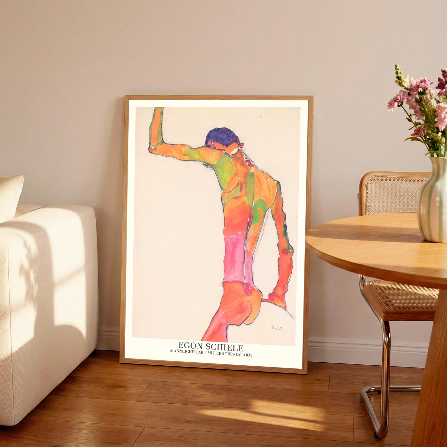 Egon Schiele Male Nude Print – Expressionism Vintage Wall Art