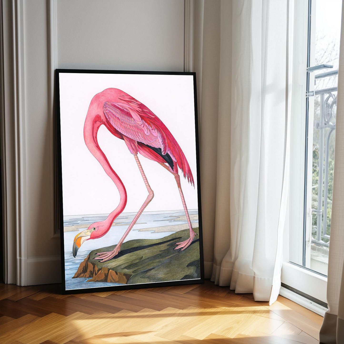 Audubon Pink Flamingo Print: Vintage Bird Illustration (A4/A3)