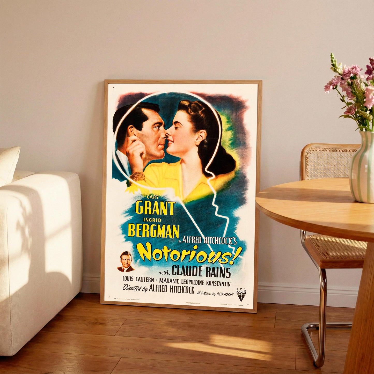 Notorious Movie Poster: Vintage Cinema Style Print, Cary Grant & Ingrid Bergman
