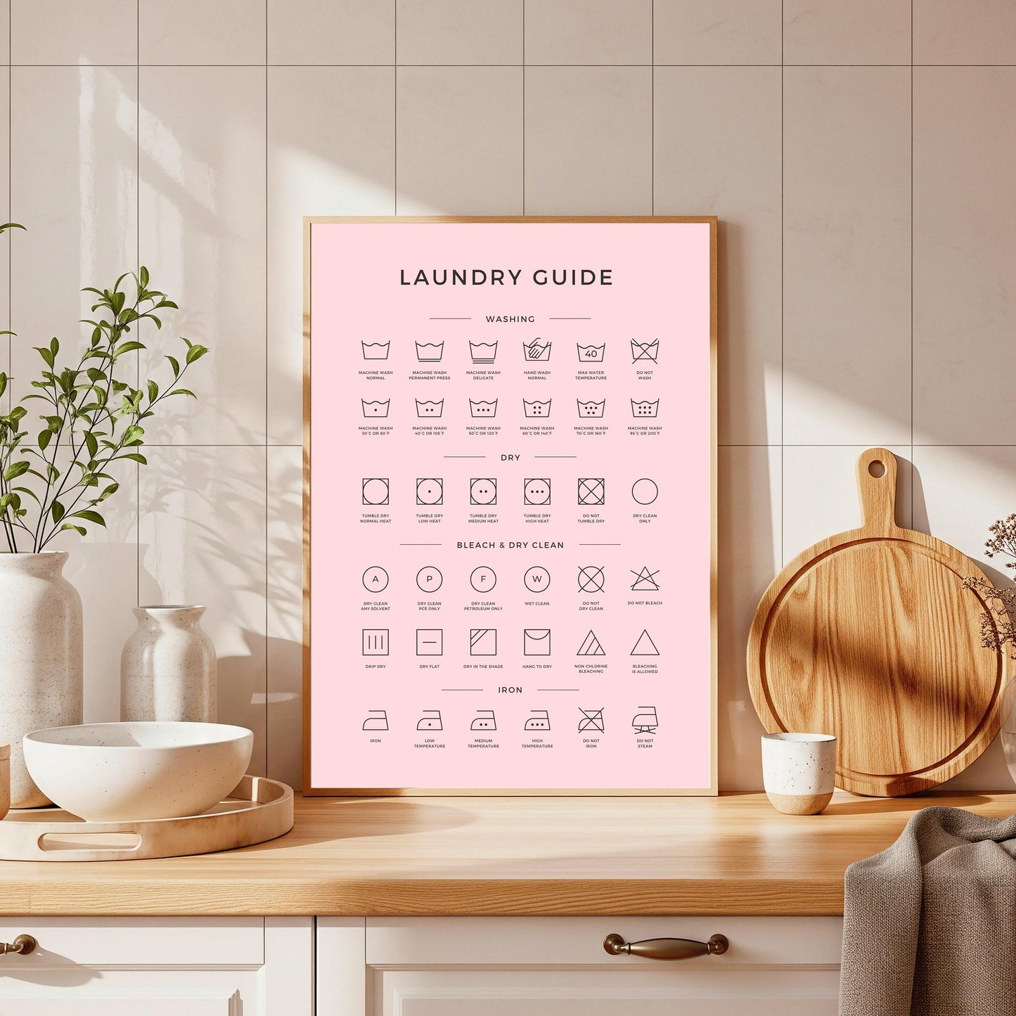 Laundry Symbol Art Print: Kitchen or Utility Room Decor