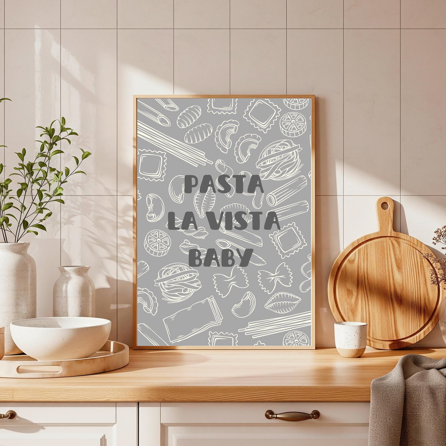 Pasta La Vista Baby Print: Retro Kitchen Wall Art