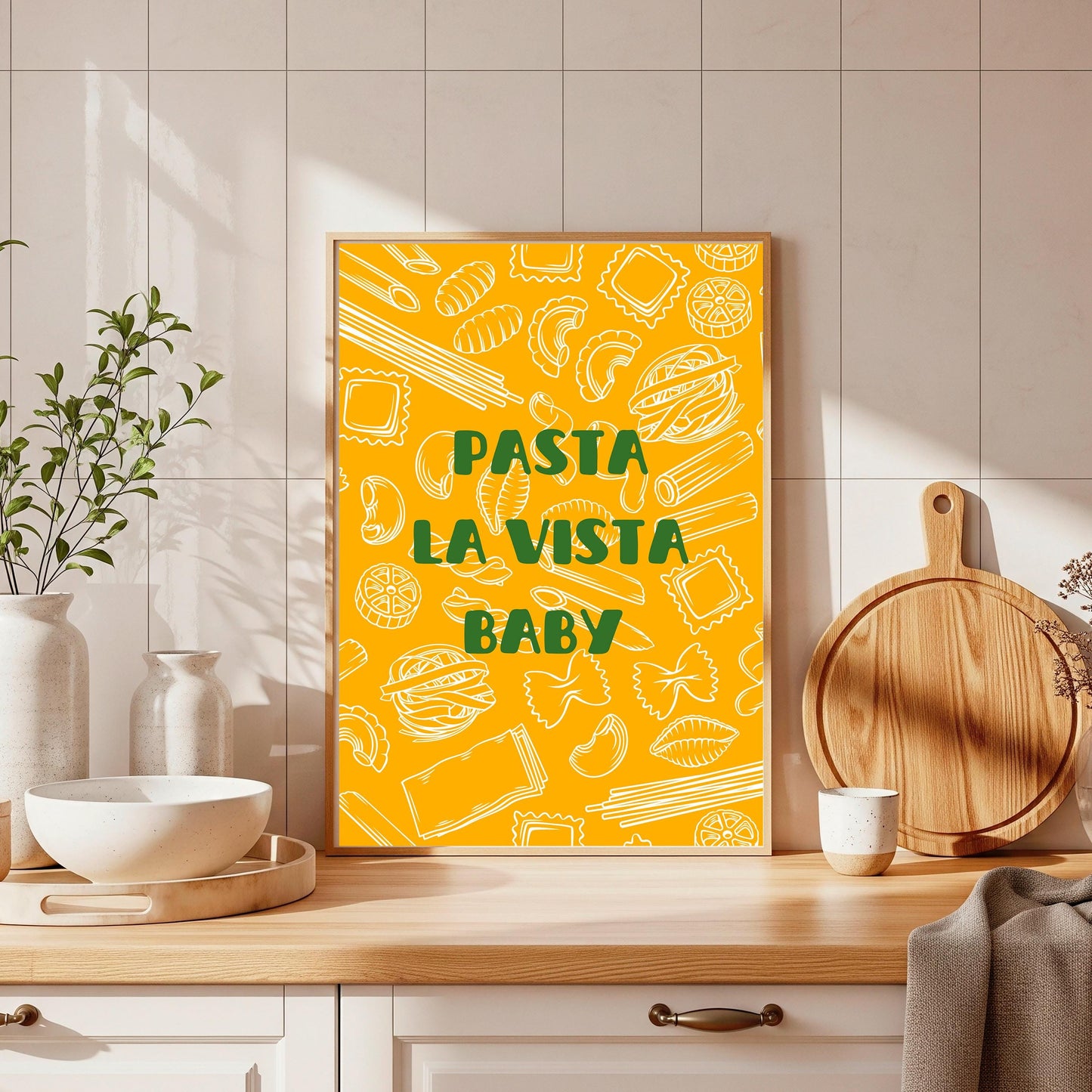 Pasta La Vista Baby Print: Retro Kitchen Wall Art