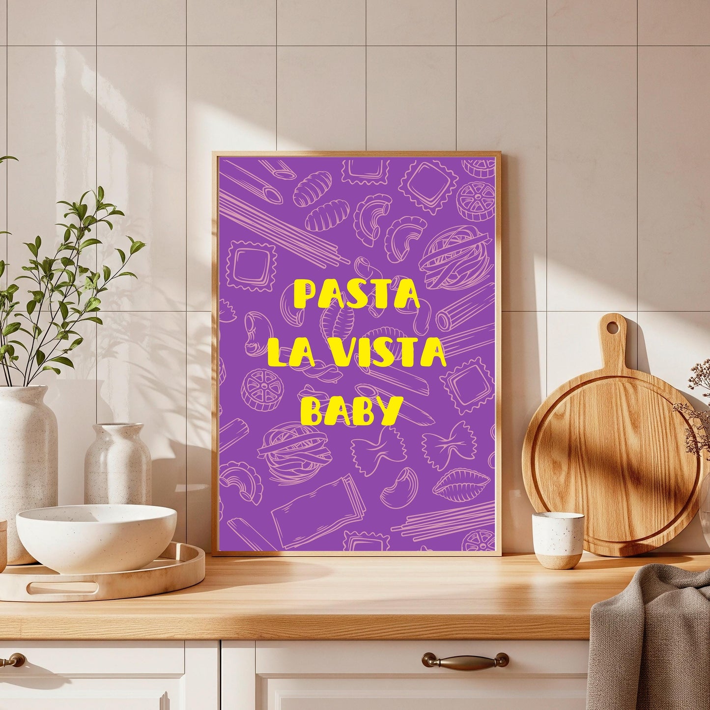 Pasta La Vista Baby Print: Retro Kitchen Wall Art