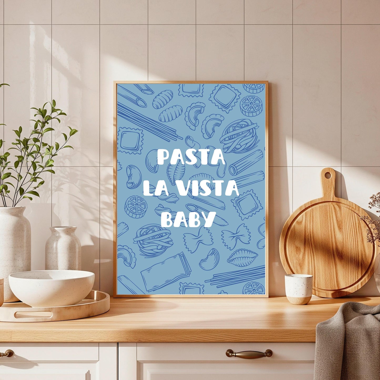 Pasta La Vista Baby Print: Retro Kitchen Wall Art