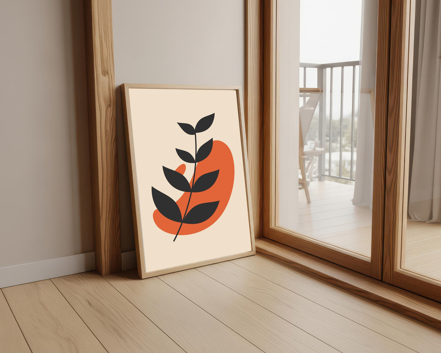 Abstract Leaf Wall Print: Beige, Orange Poster (A4/A3/A2/A1)