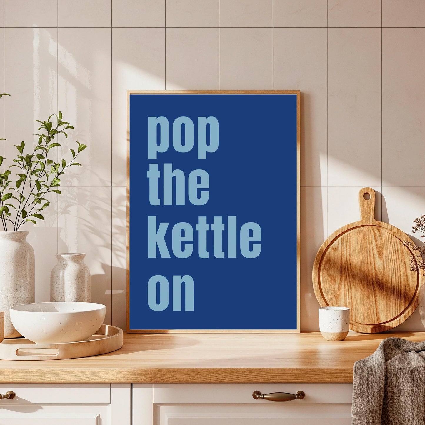 Pop The Kettle On Print, Kitchen Wall Art, Tea Lover Gift