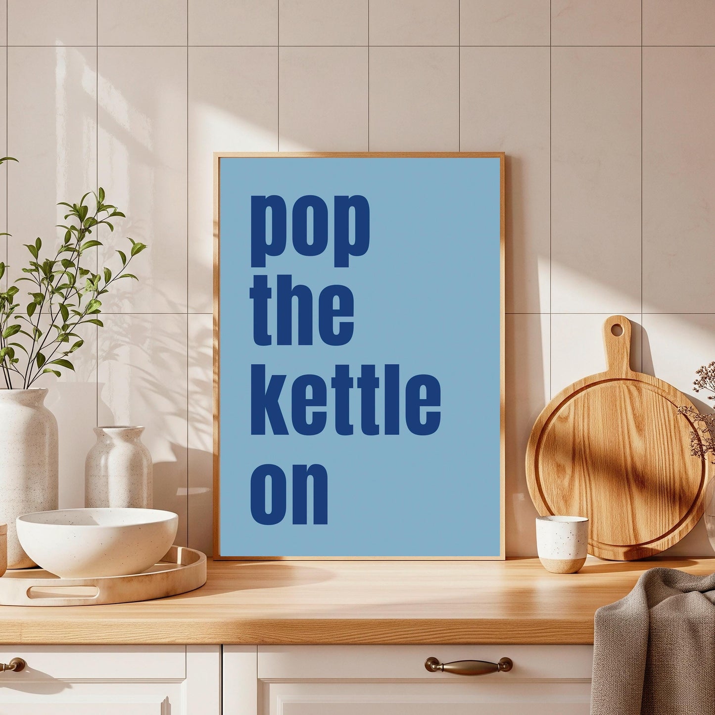 Pop The Kettle On Print, Kitchen Wall Art, Tea Lover Gift