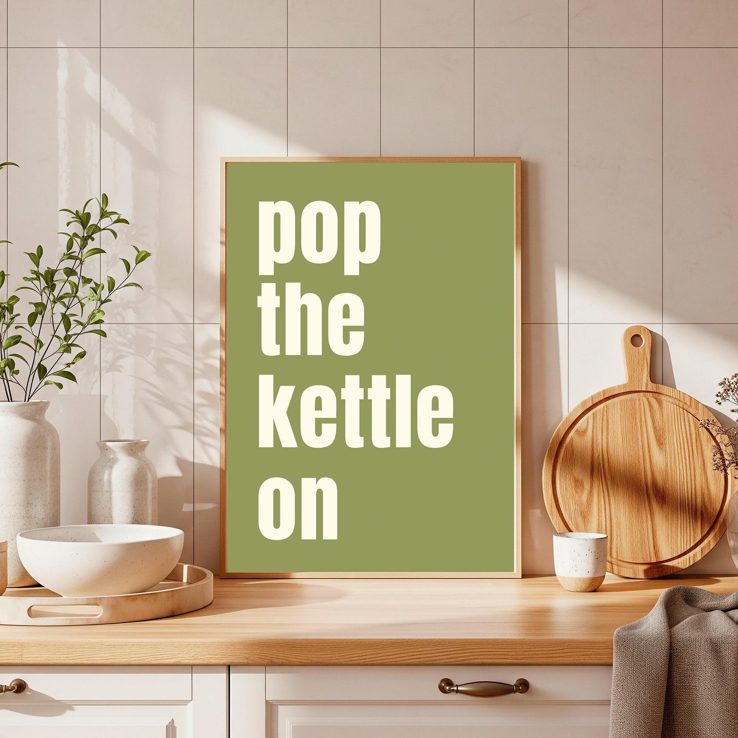 Pop The Kettle On Print, Kitchen Wall Art, Tea Lover Gift