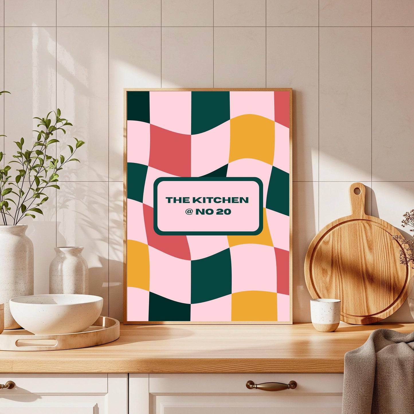 Personalized Kitchen Art Print: Retro Colourful Home Decor