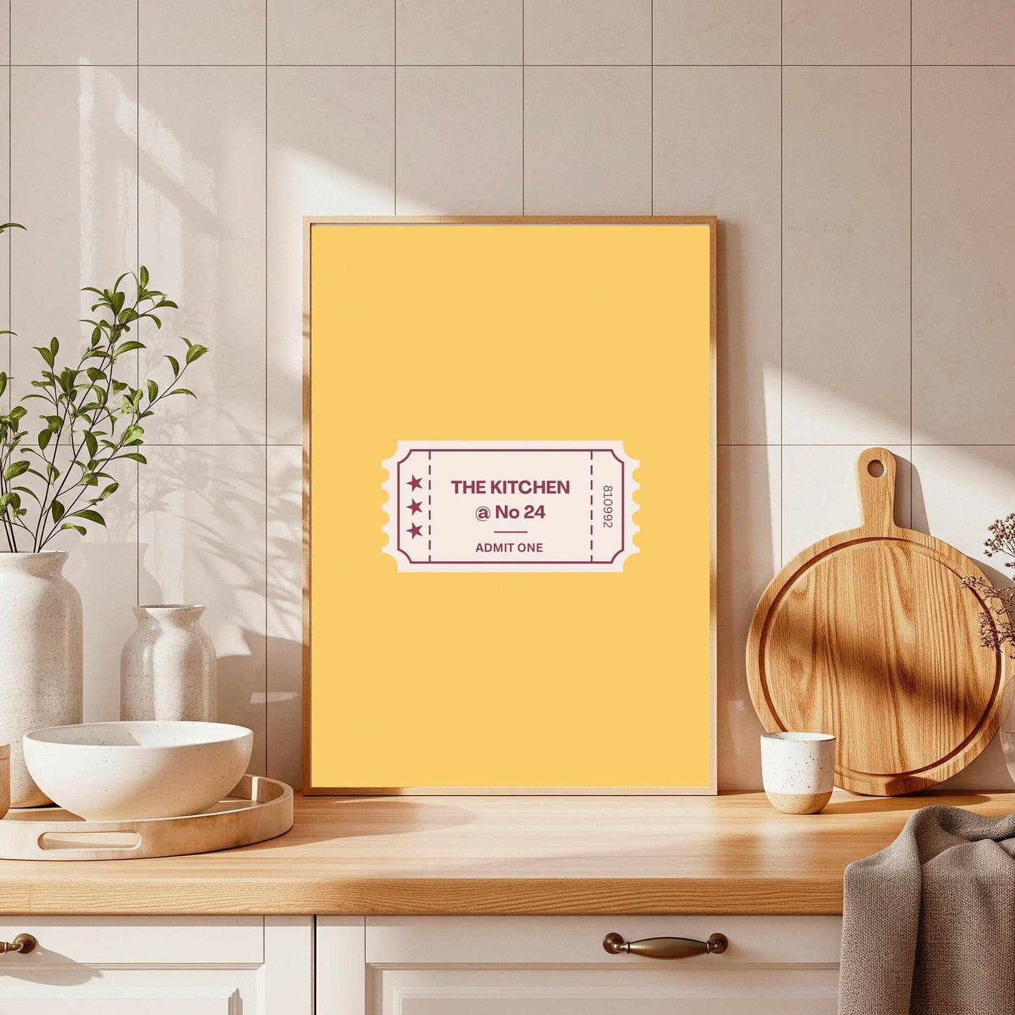 Personalized Kitchen Ticket Print: Retro Colourful Wall Art