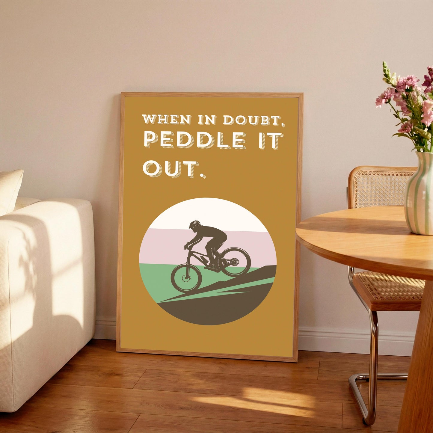 Retro Cycling Quote Print: Mountain Bike Art (A4/A3/A2/A1)
