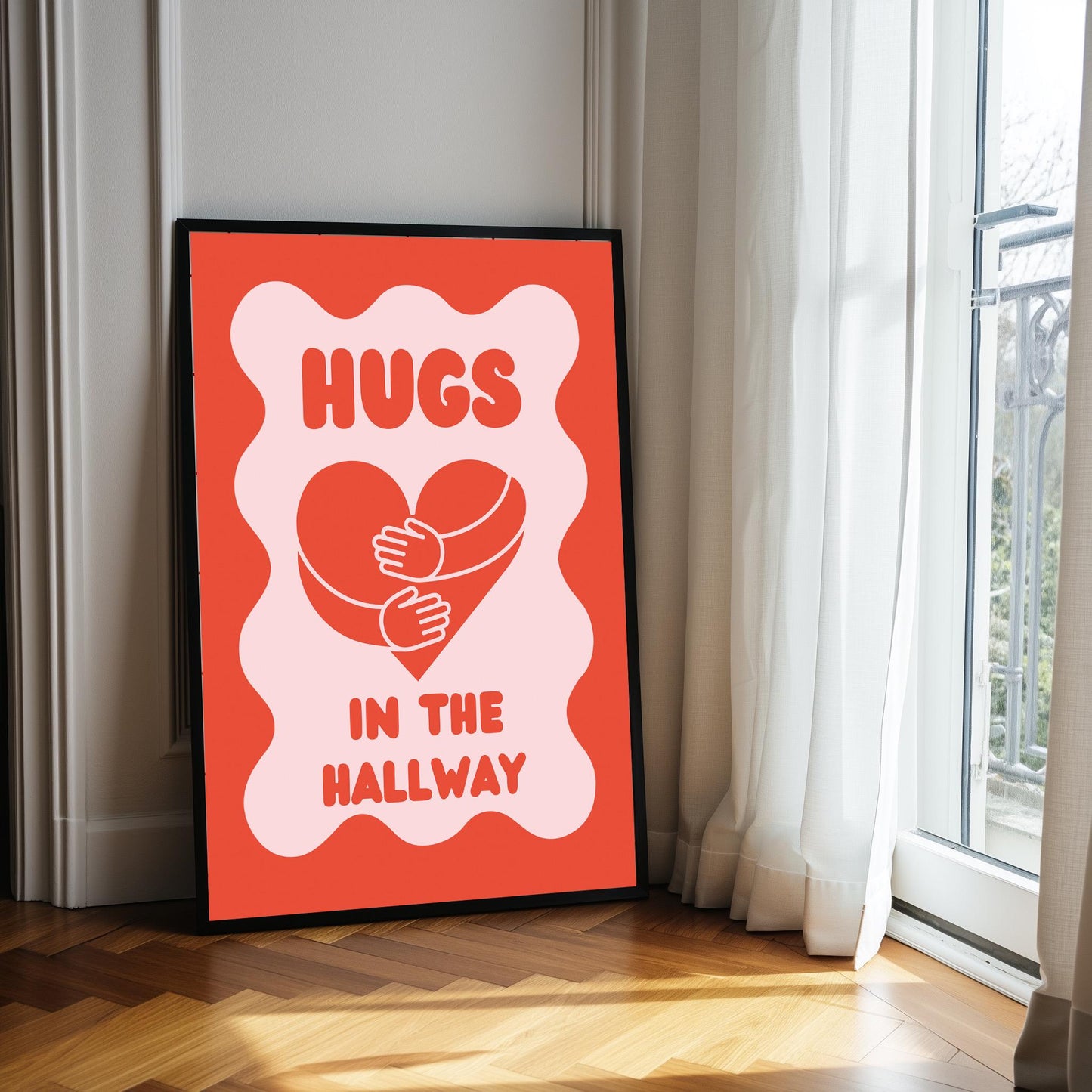 Colourful  Wall Print: Hugs In The Hallway Typography Art