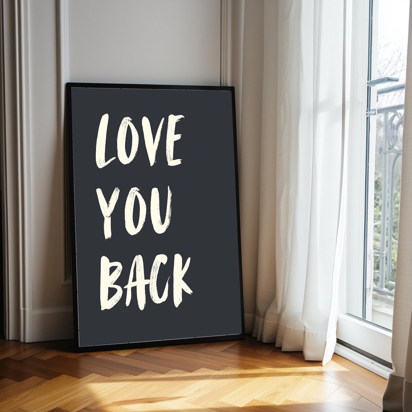 Love You Back Print: Typography Bedroom Wall Decor