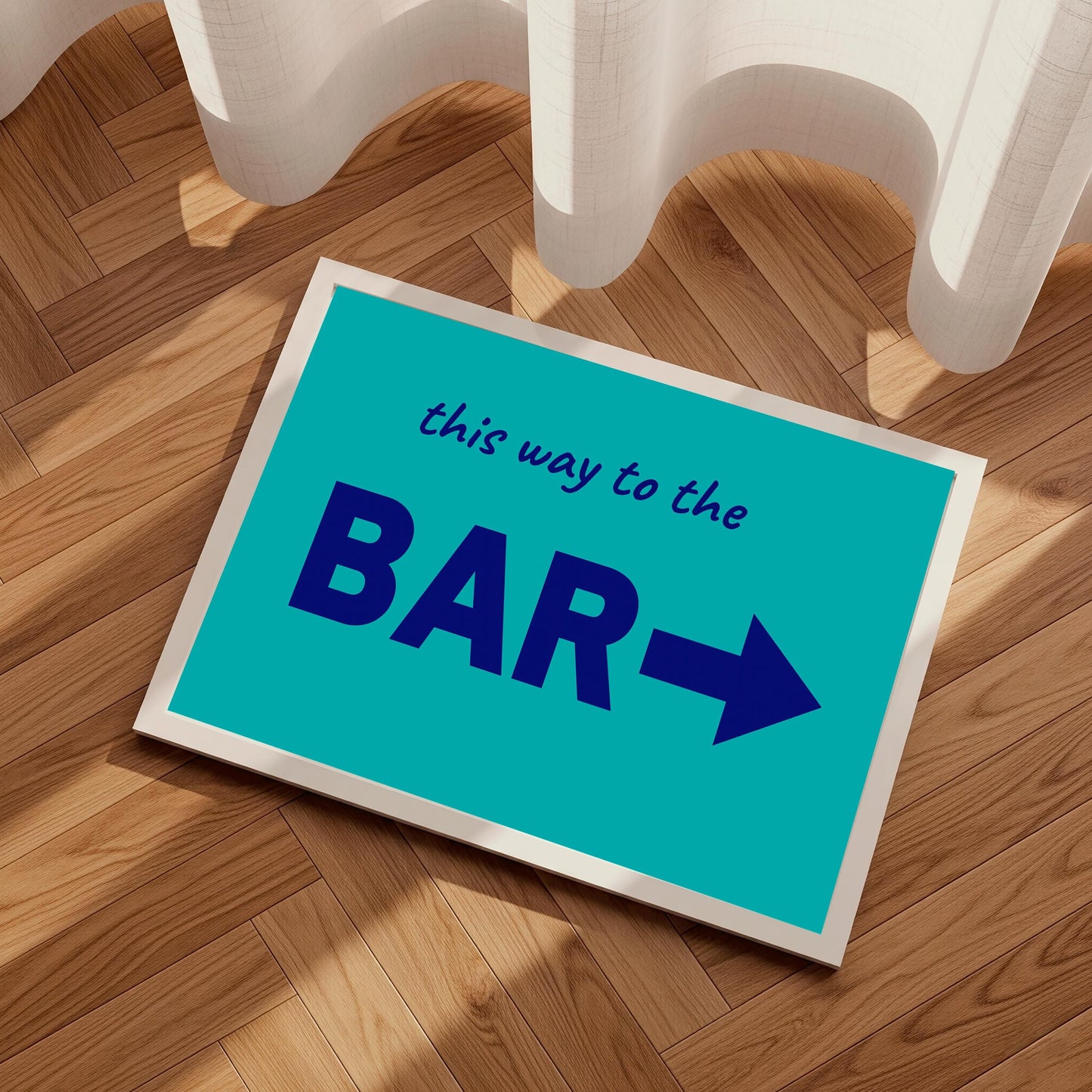 This Way To The Bar Poster: Modern Man Cave Art