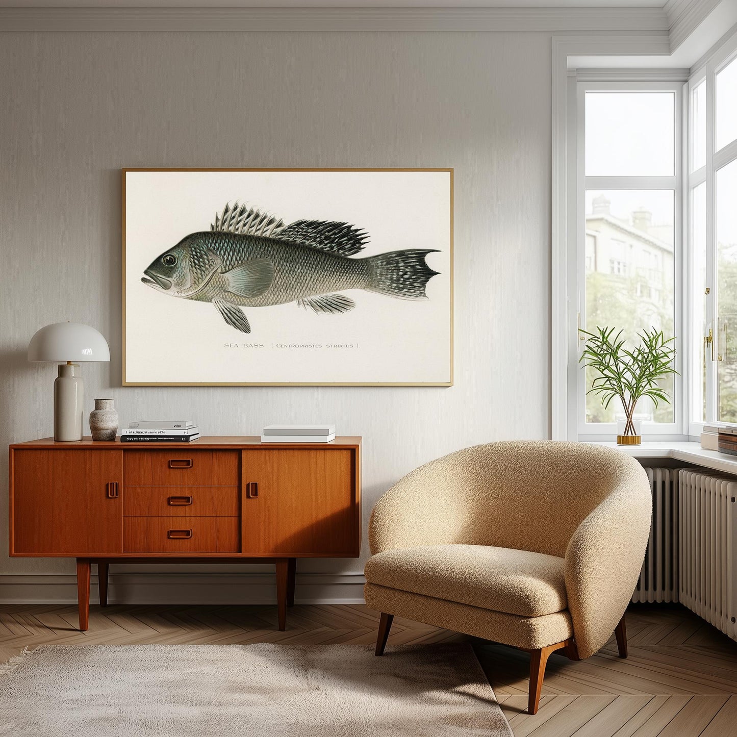Sea Bass Vintage Print: Fishing Wall Art