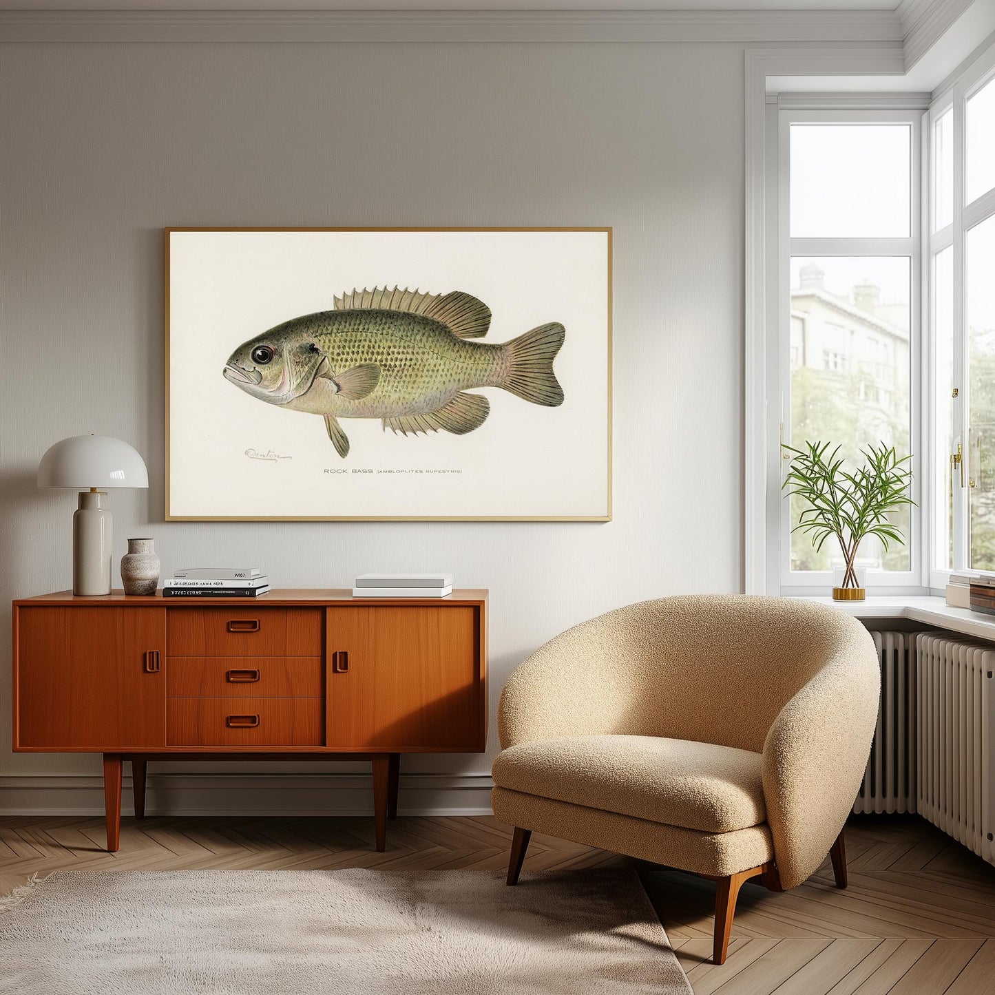 Vintage Rock Bass Print: Fishing Wall Art (A4/A3)
