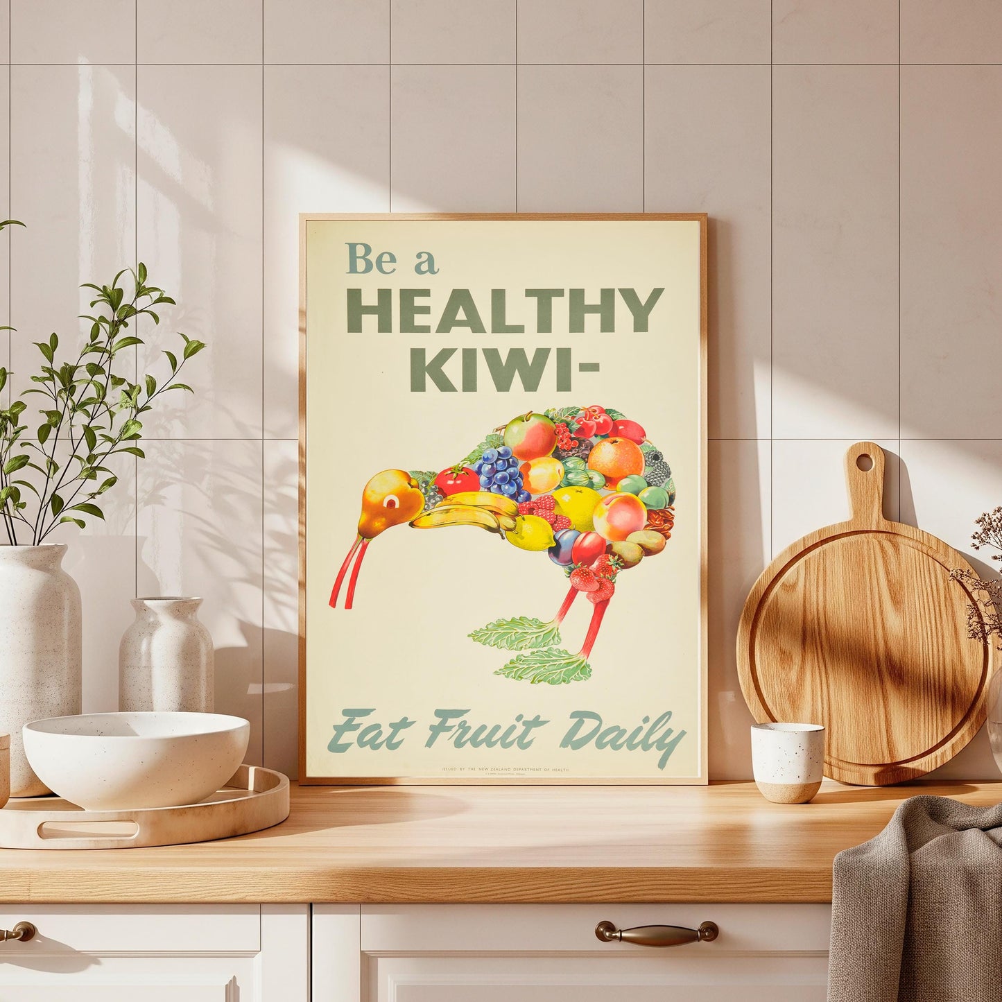 Vintage Fruit Kiwi Poster: Quirky Kitchen Wall Art
