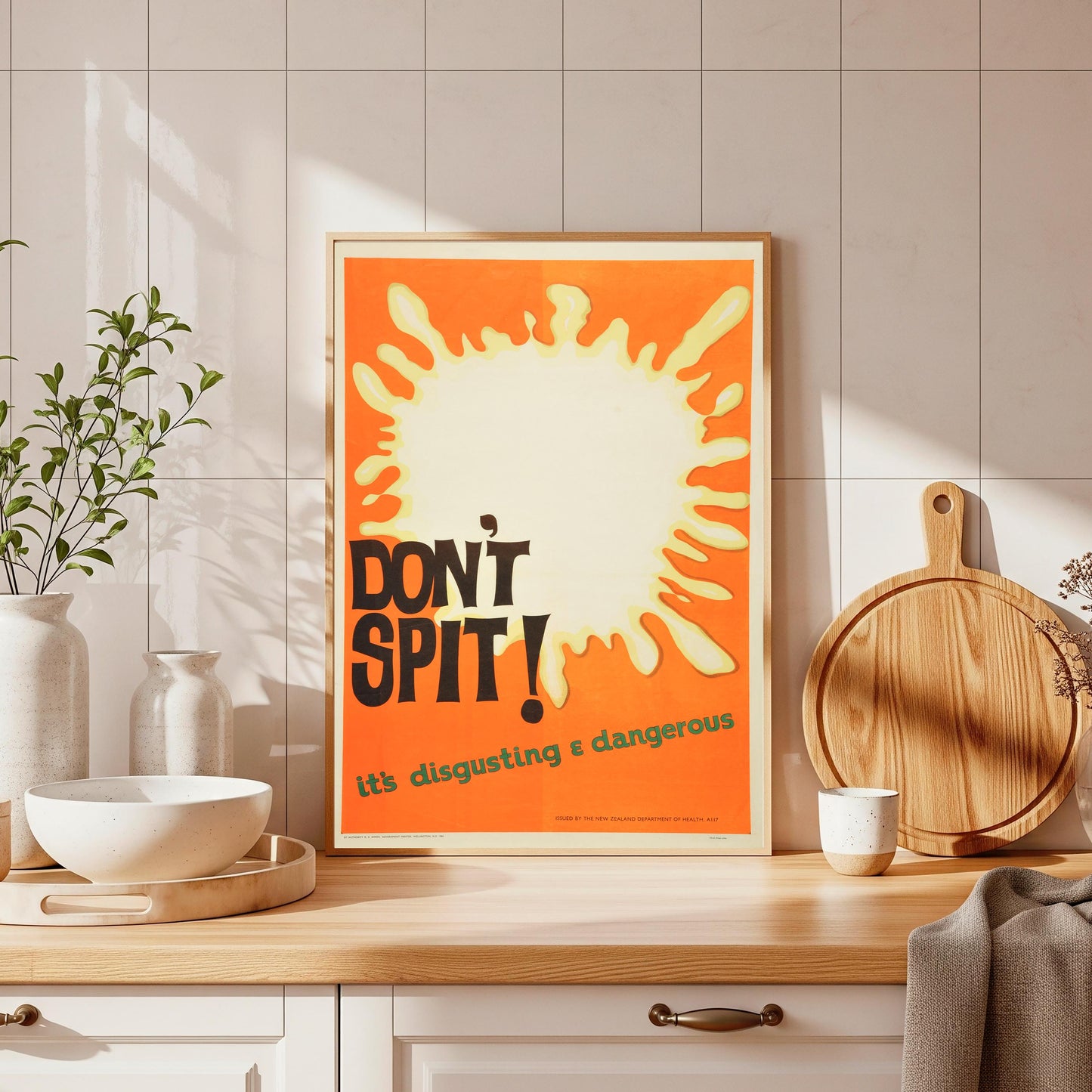 Vintage "Don't Spit" Poster: Quirky Kitchen Wall Art