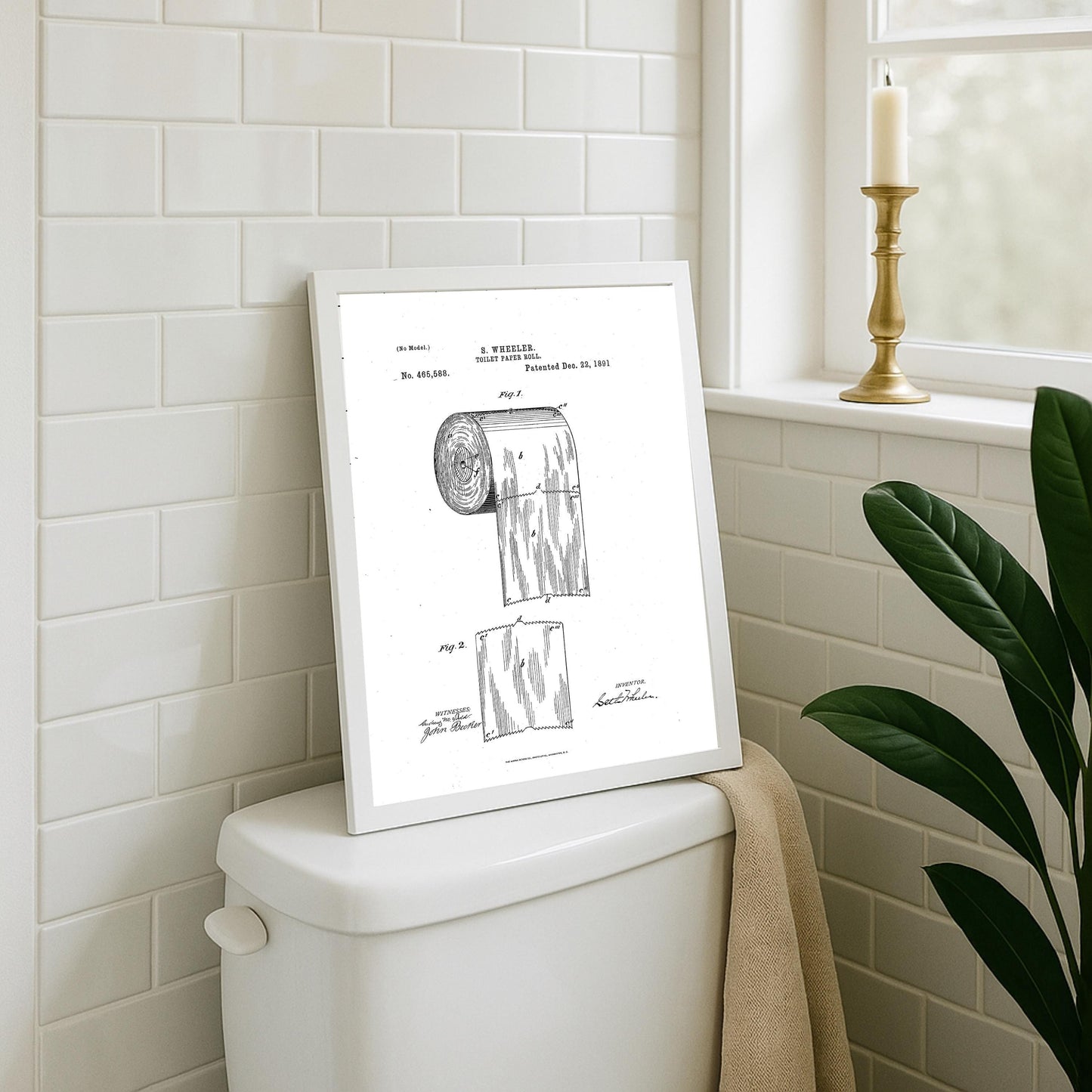 Vintage Toilet Paper Patent Print: Funny Bathroom Wall Art